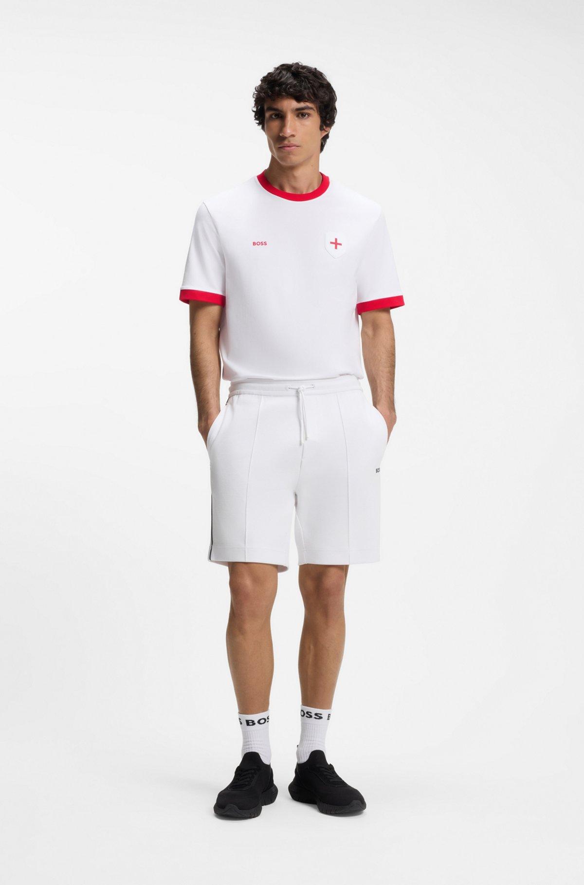 Stretch-cotton T-shirt with country flag and logo Product Image