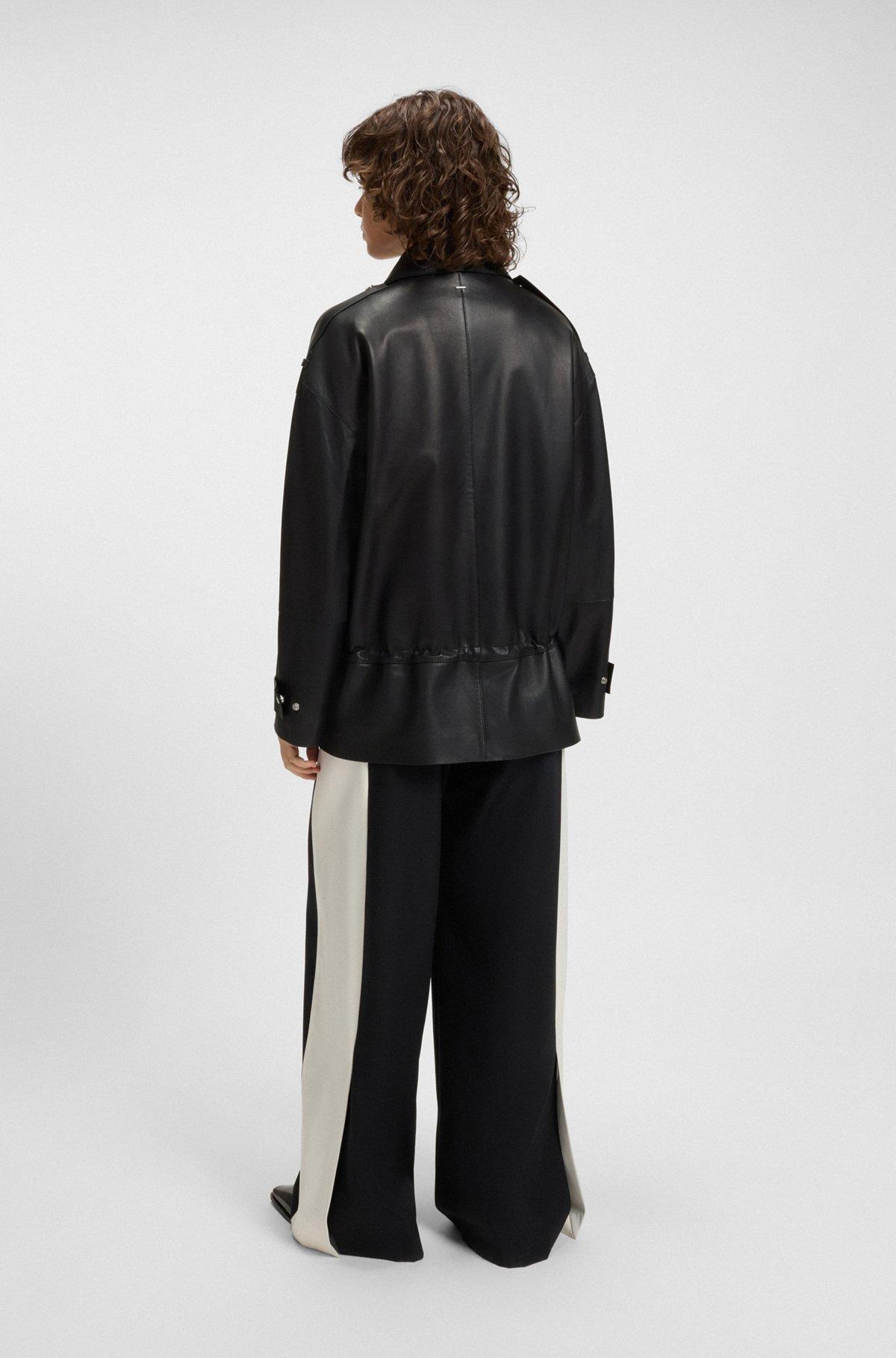 BOSS - Long-length biker jacket in leather - Black Product Image