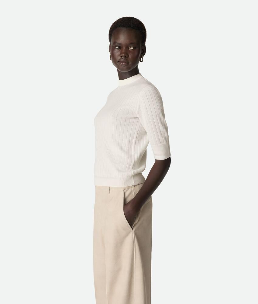 Women's Wool Rib Top in Chalk Product Image