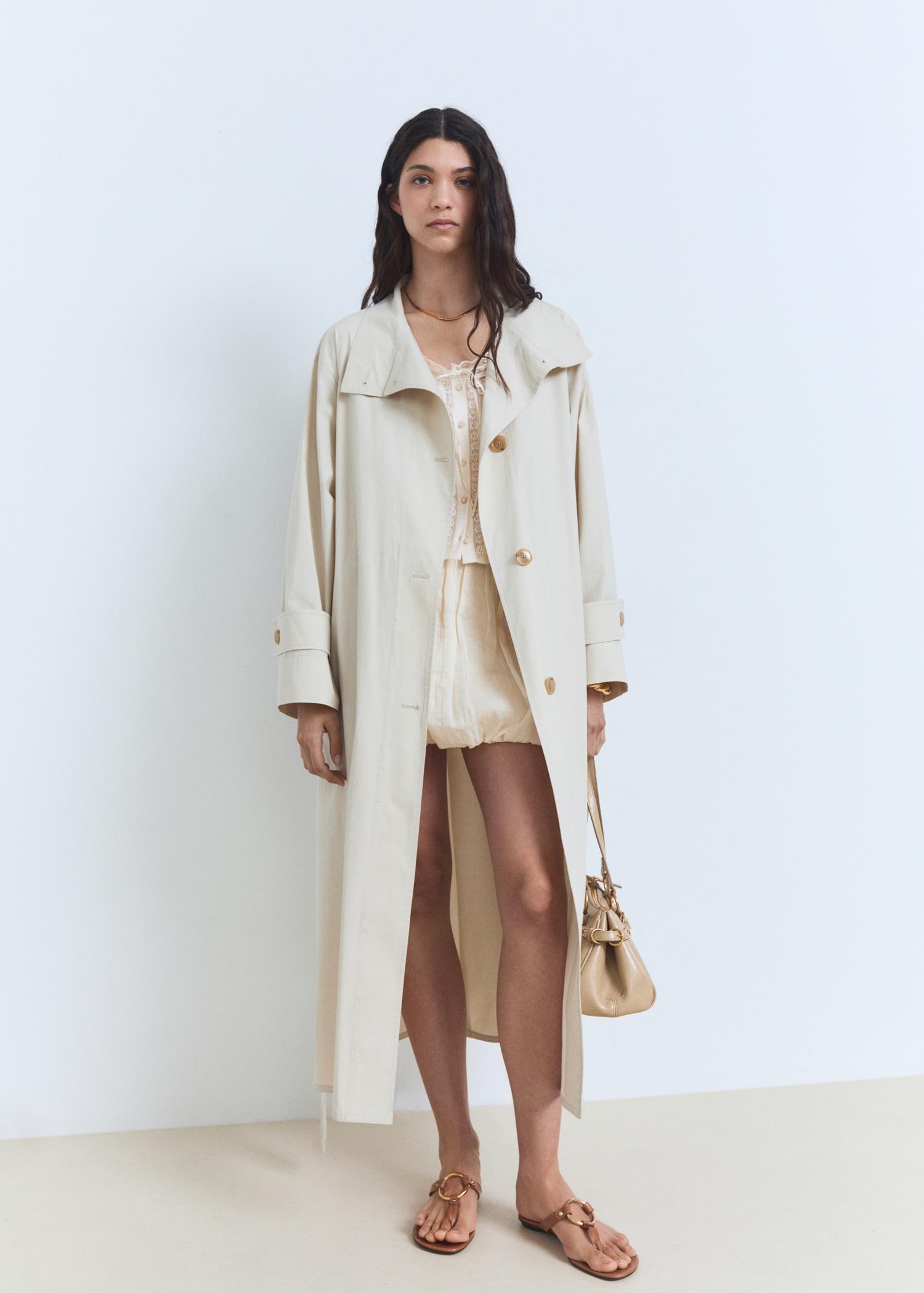 Cotton blouse with lace details - Women | MANGO USA Product Image