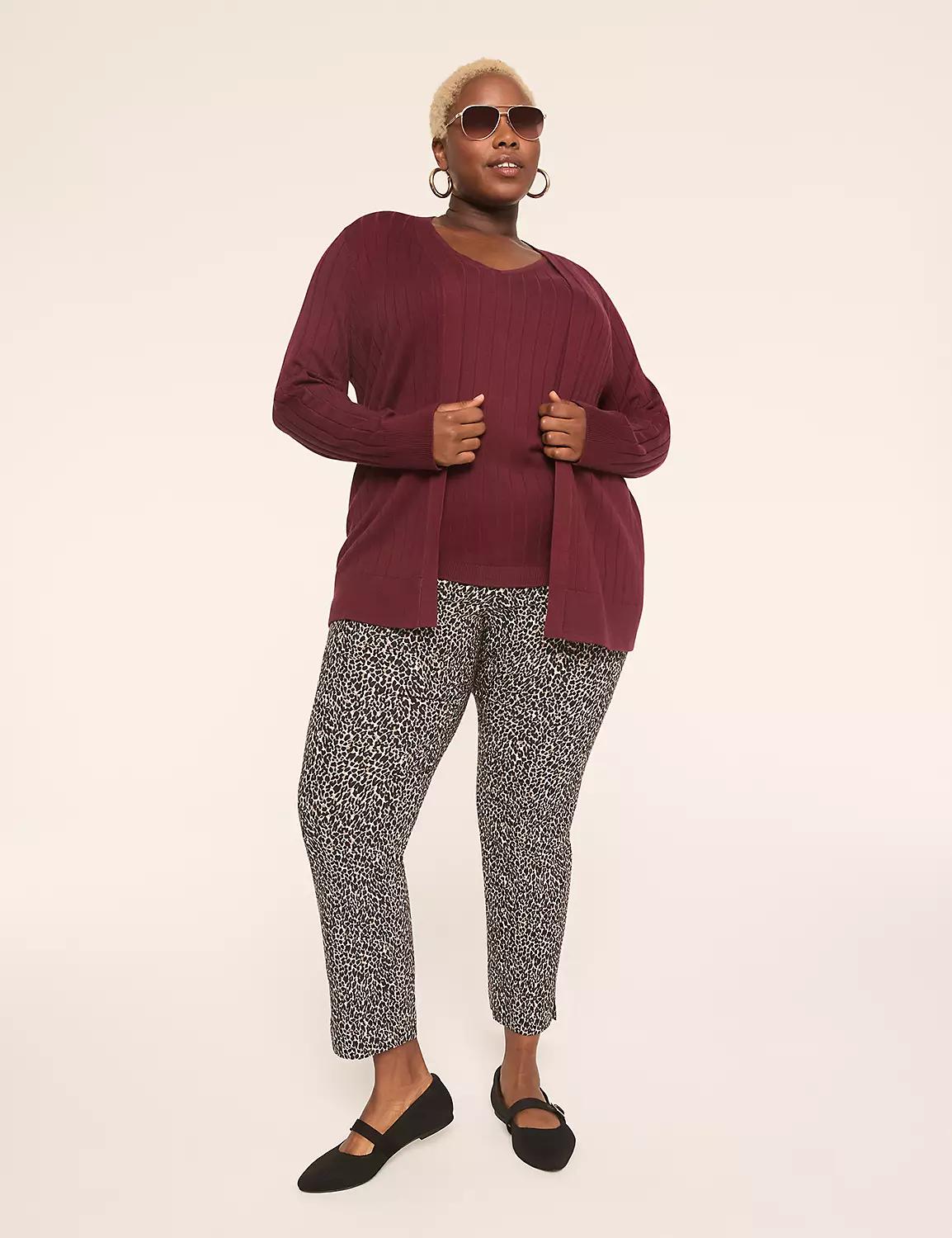 Modern Ribbed Long-Sleeve Open-Front Cardigan Product Image