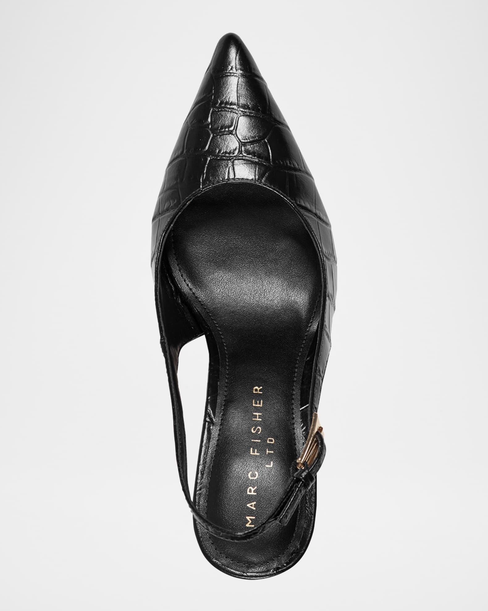 Dorie Croc-Embossed Leather Slingback Pumps Product Image