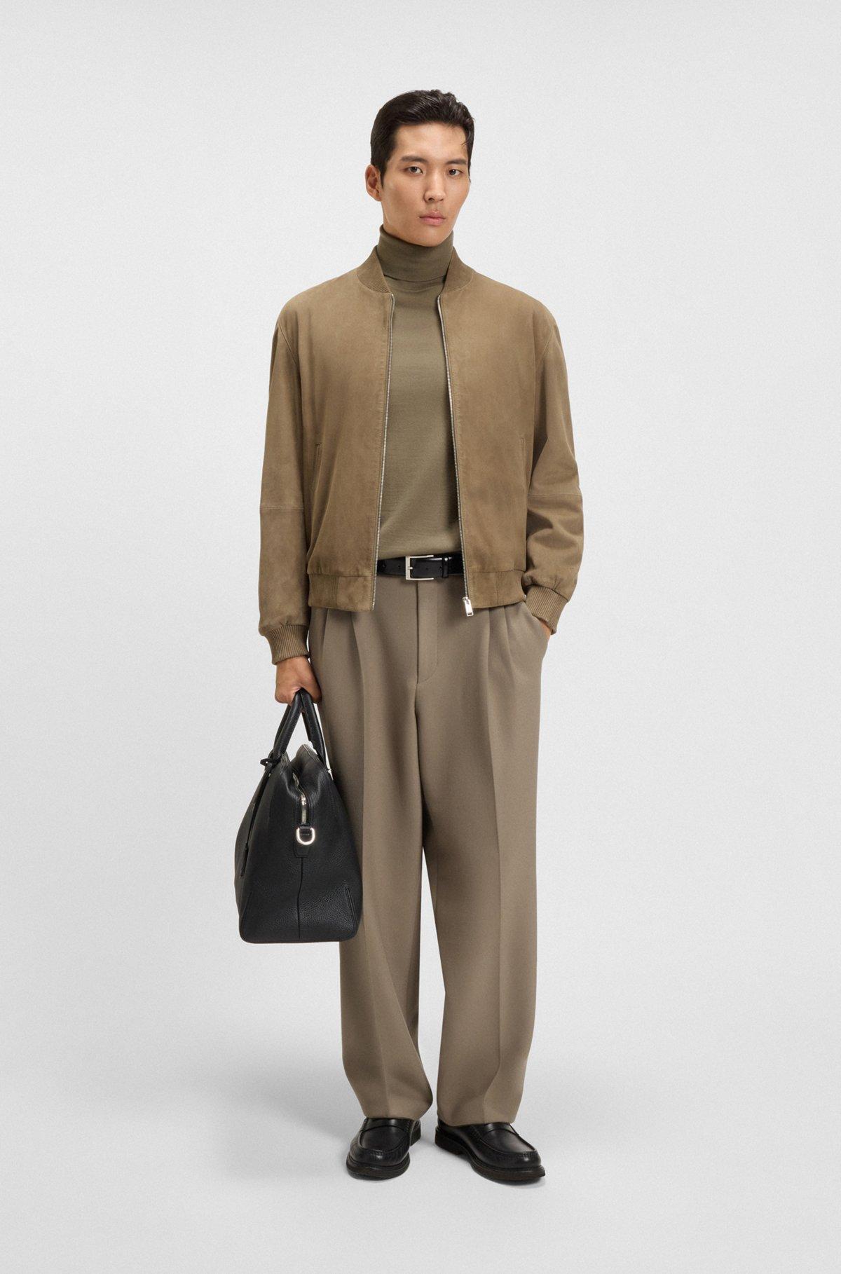 Regular-fit roll-neck sweater in mercerized virgin wool Product Image