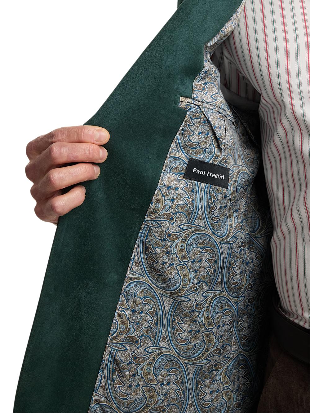 Microsuede Single Breasted Notch Lapel Sport Coat - Dark Green Product Image