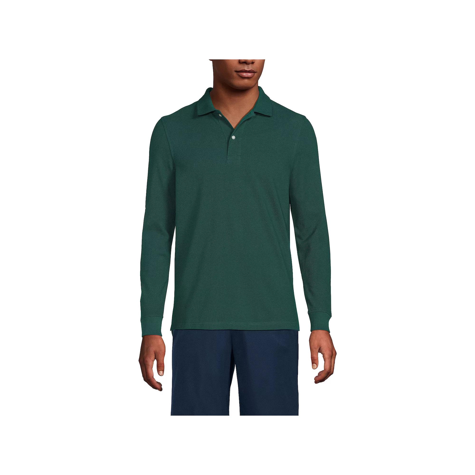 Men's Lands' End Long Sleeve Mesh Polo Shirt,  Product Image