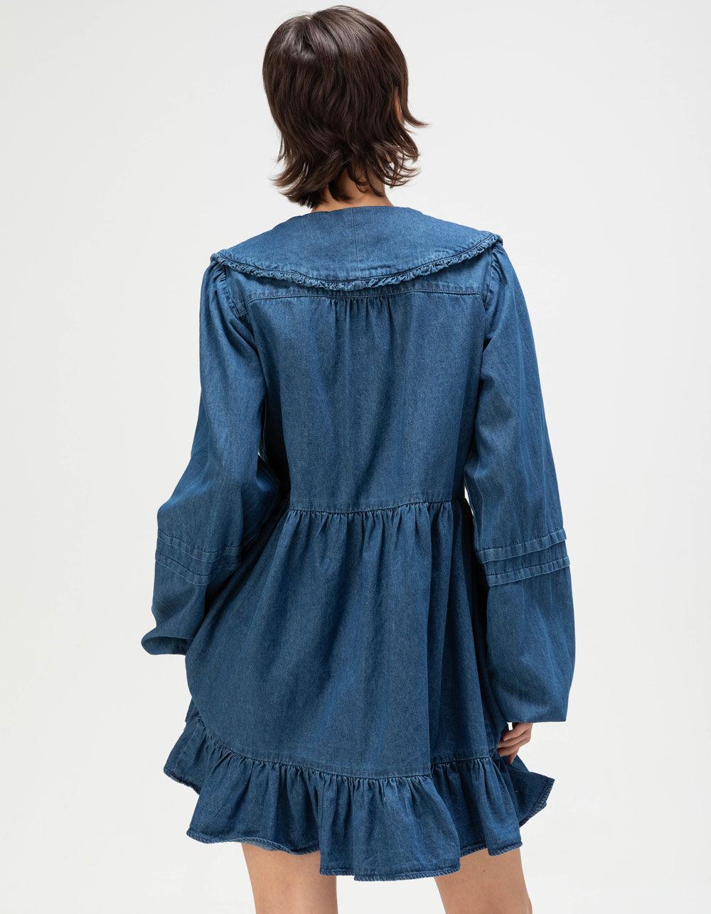 BDG Urban Outfitters Long Sleeve Denim Mini Dress - BLUE Product Image