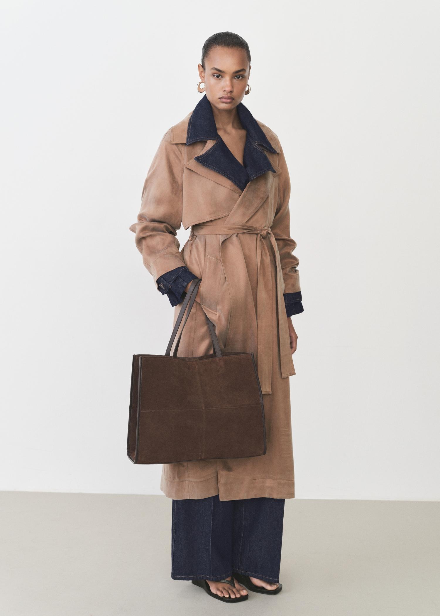 Belt lyocell trench - Women | MANGO USA Product Image