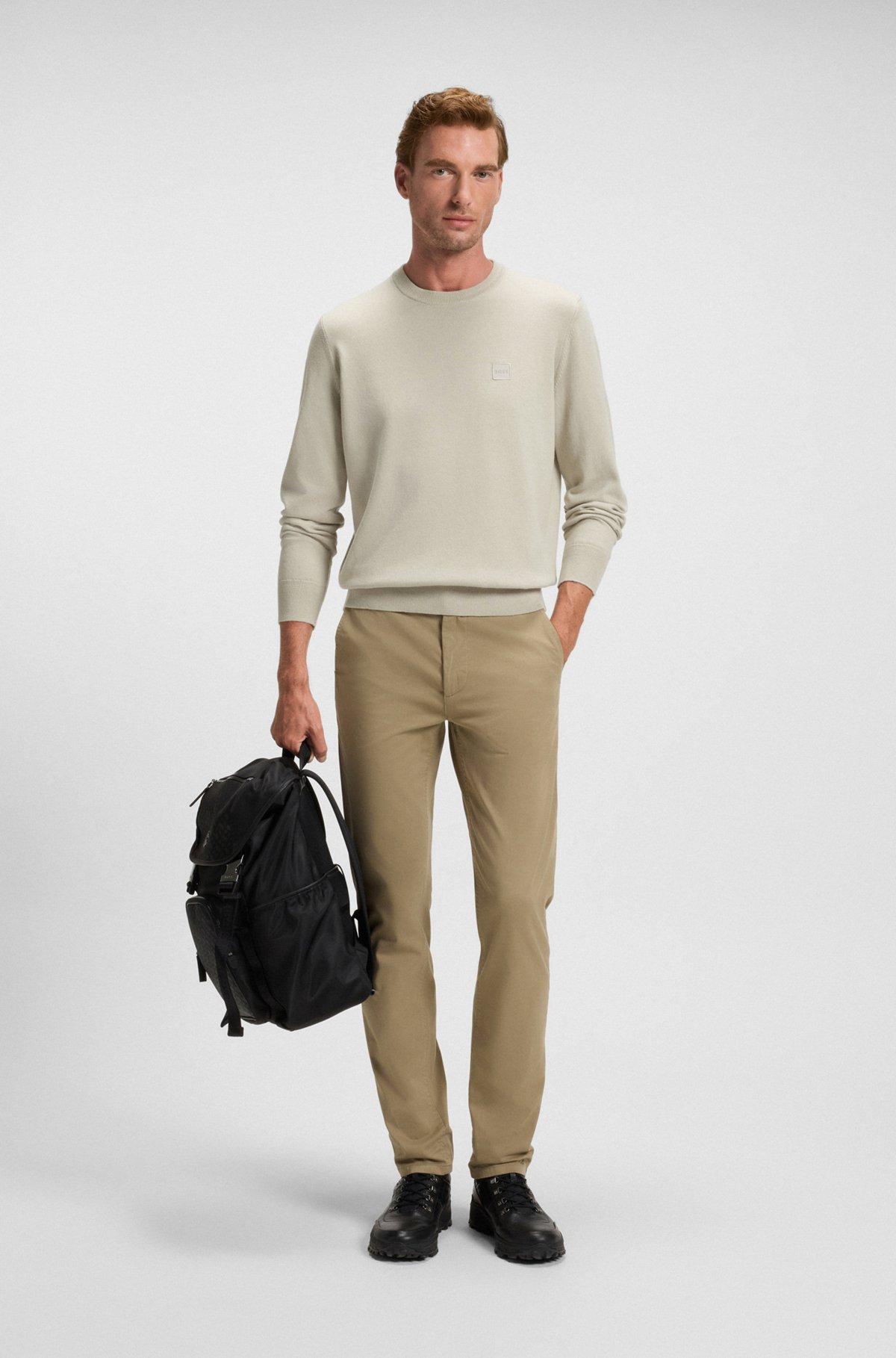 Cotton-cashmere regular-fit sweater with logo patch Product Image