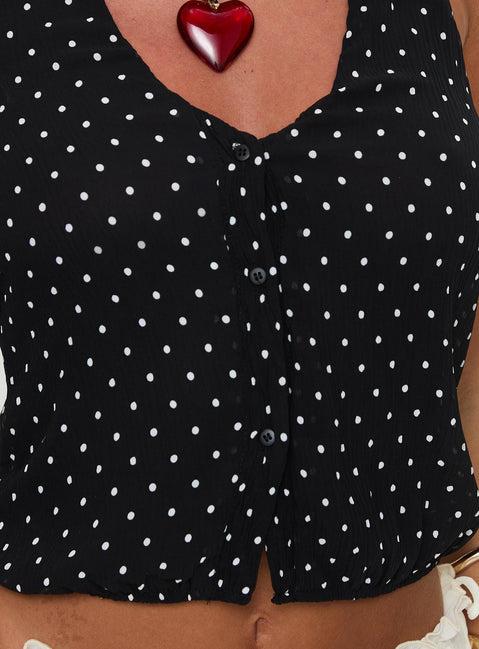 Brat Halter Top Onyx Polka Product Image