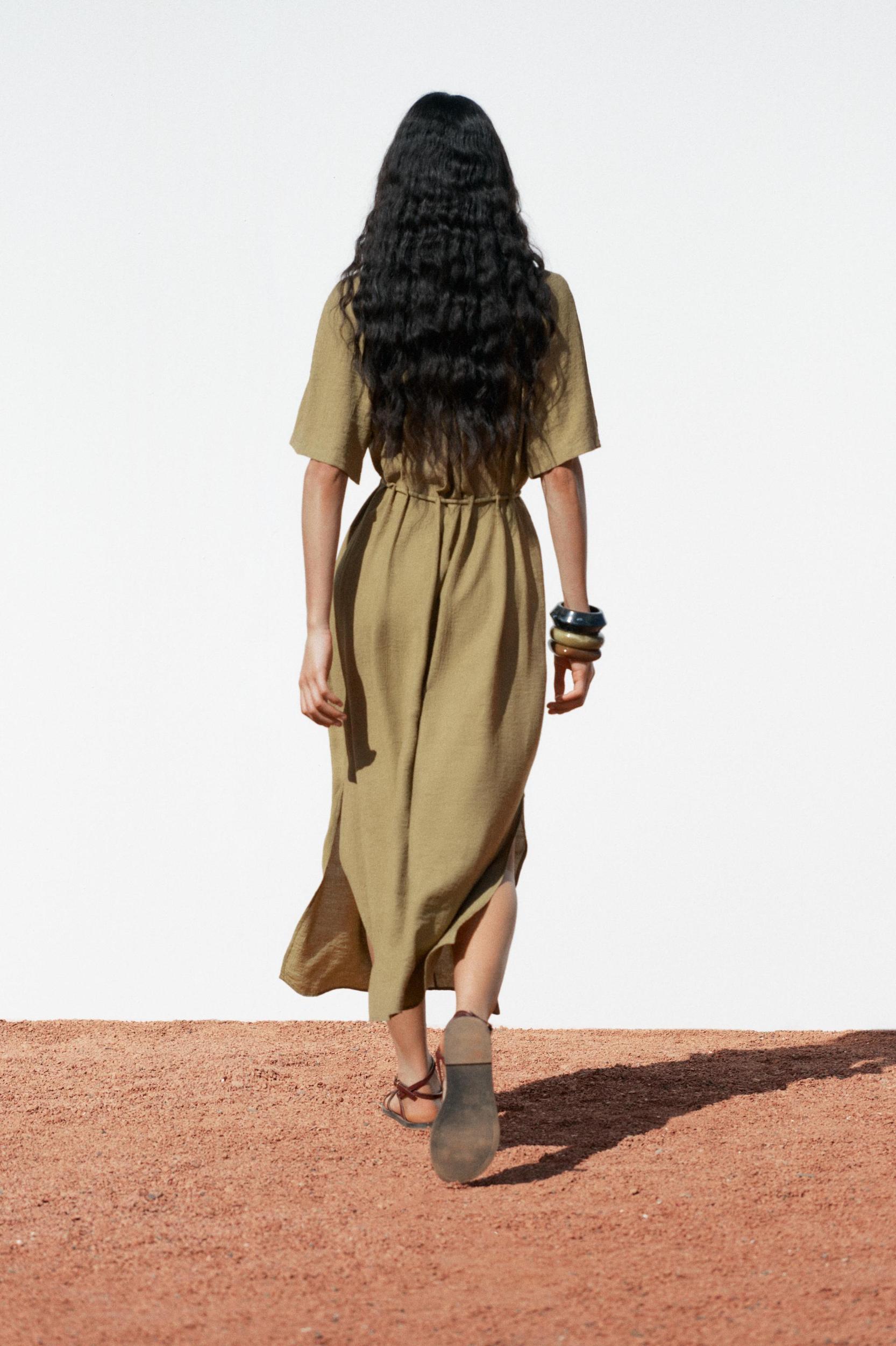 BEADED BELT MIDI DRESS Product Image