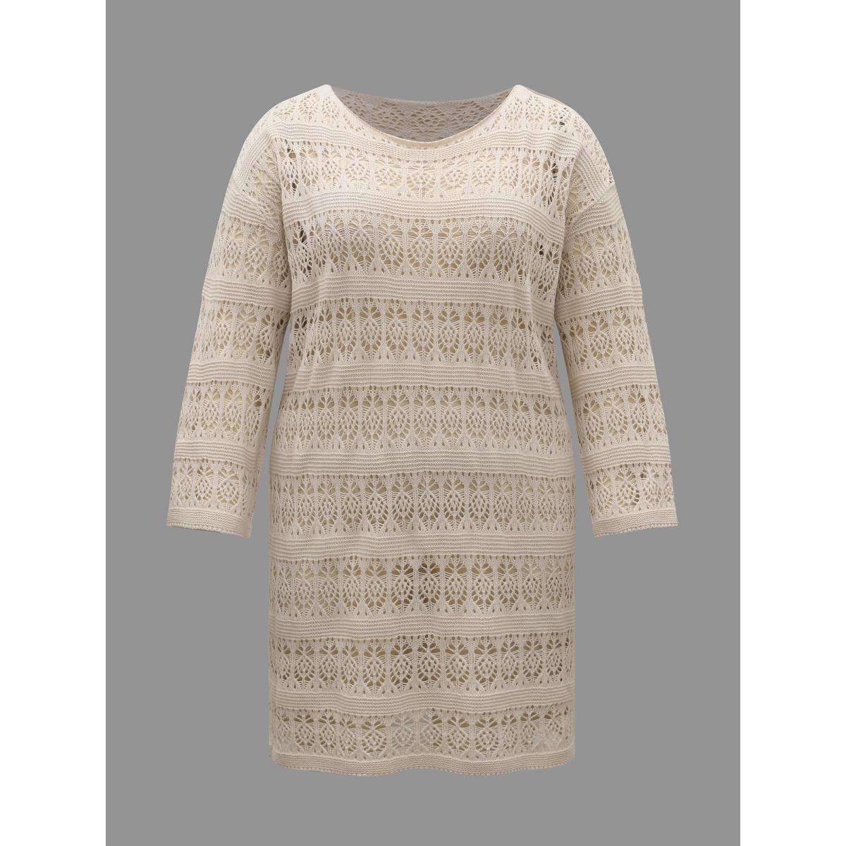 Plus Size Cut-Out Round Neck Midi Swim Cover-Up Women's Swimwear Apricot Resort Loose Cut-Out Curve Swim Cover Ups BloomChic 10/M Product Image