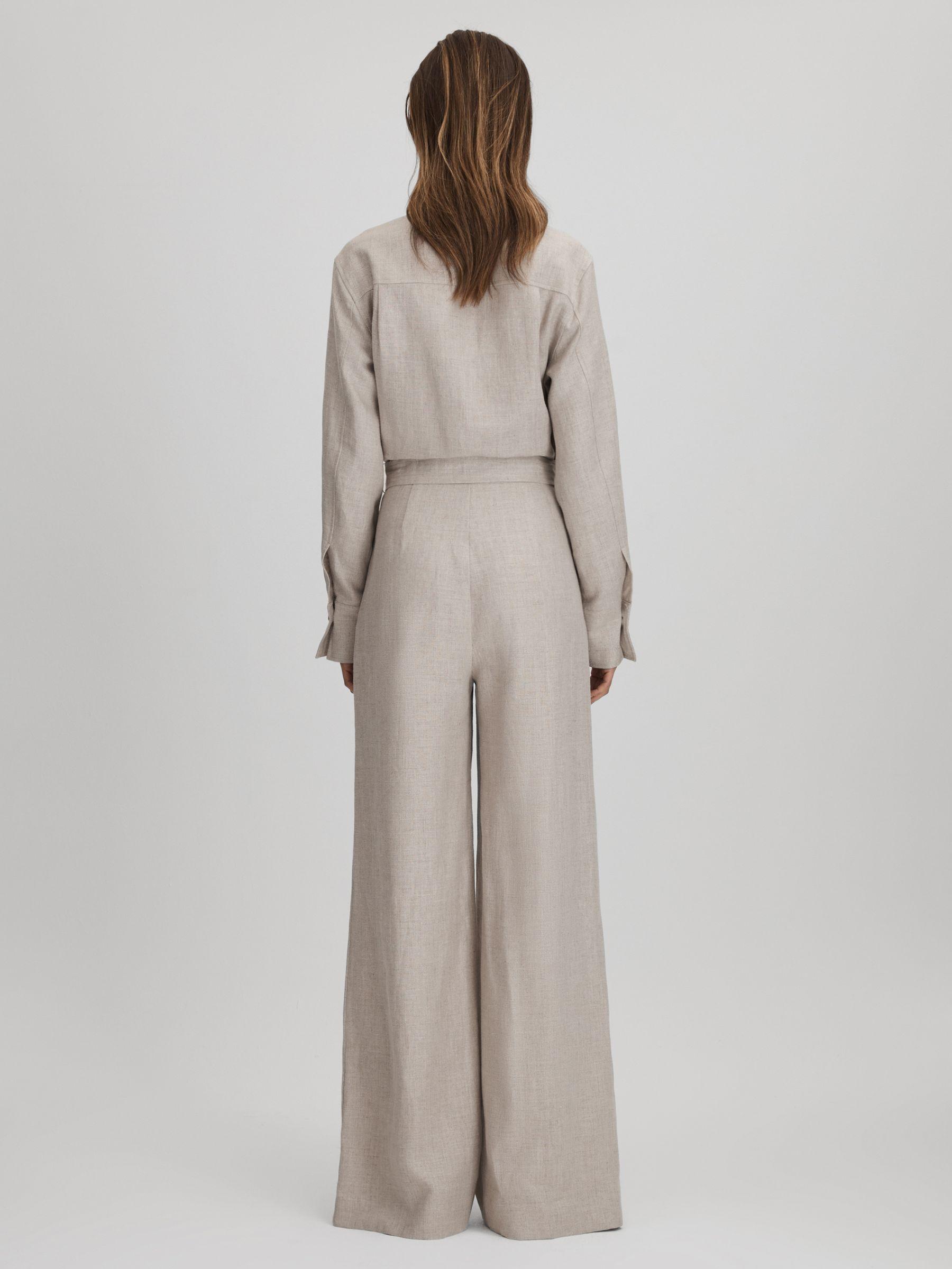 Linen Wide Leg Jumpsuit in Neutral Product Image