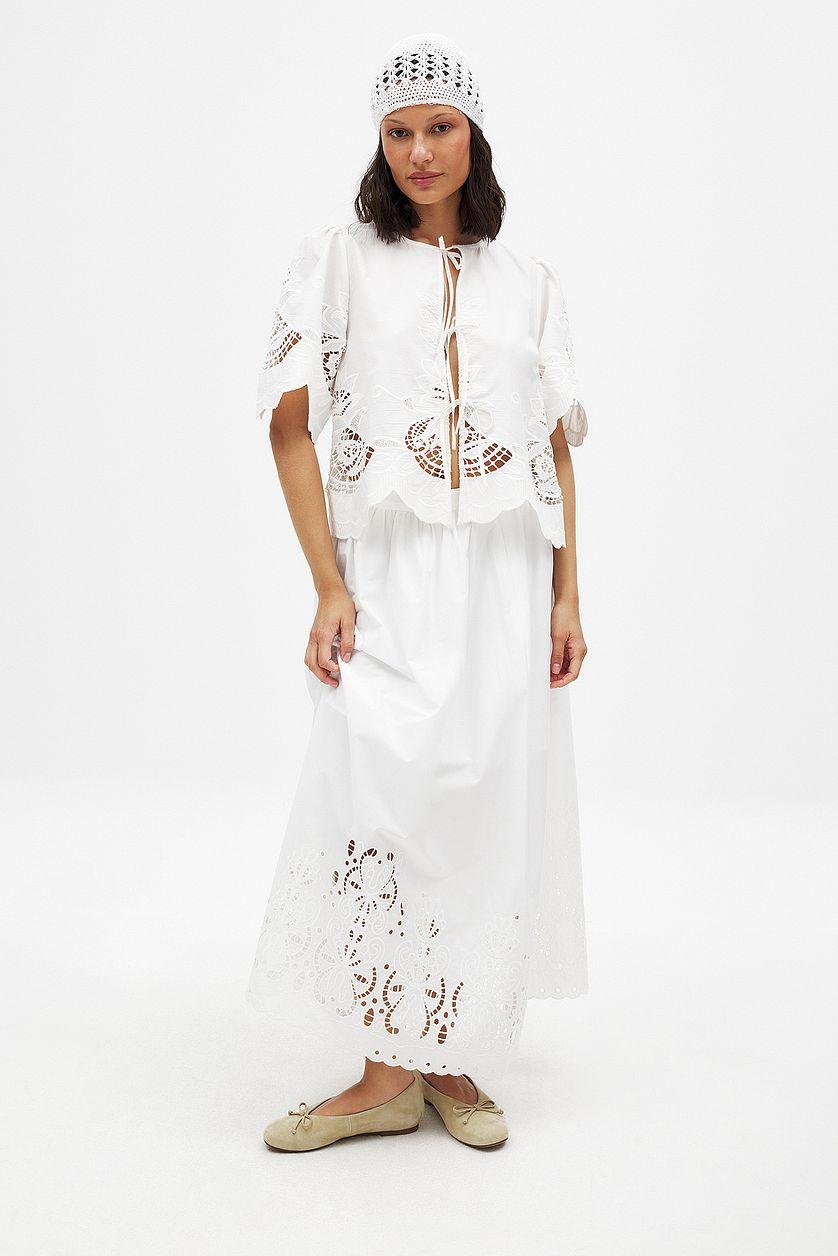 Broderie Anglaise Midi Skirt Product Image