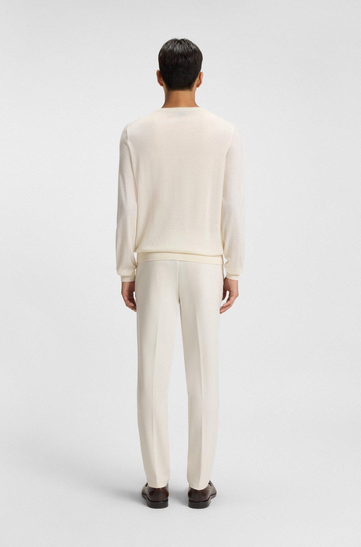 Slim-fit sweater in merino wool with crew neckline Product Image