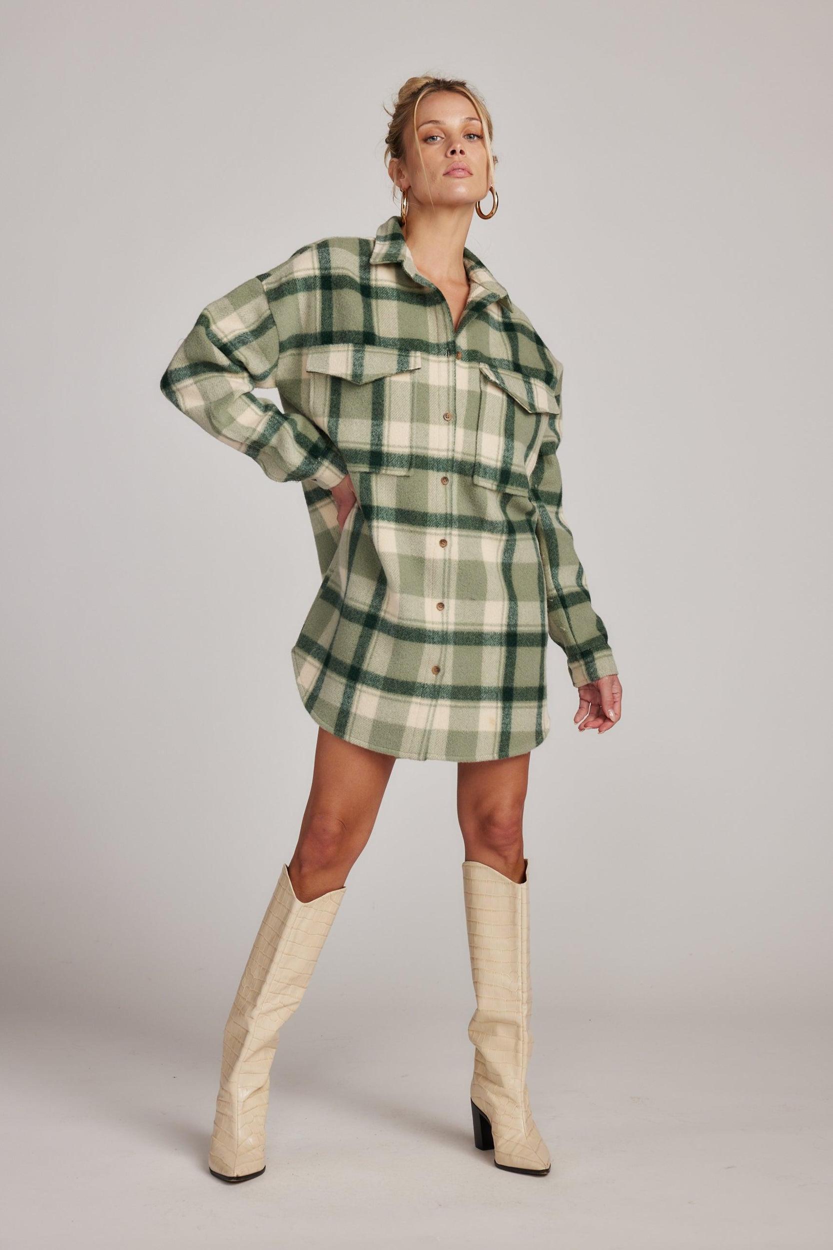 Kellan Emerald Plaid Mini Dress Product Image