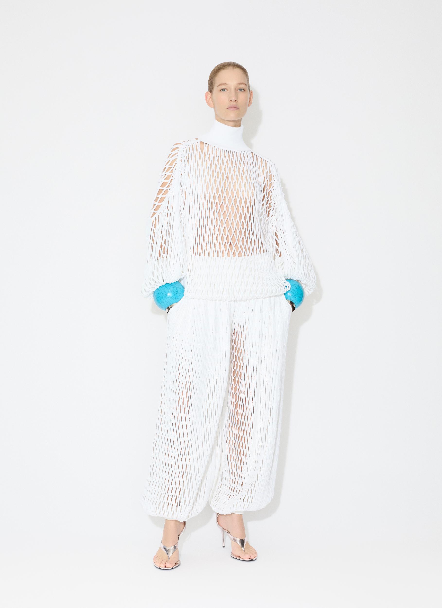 WHITE  MACRAMÉ KNIT LOOSE JUMPER Product Image