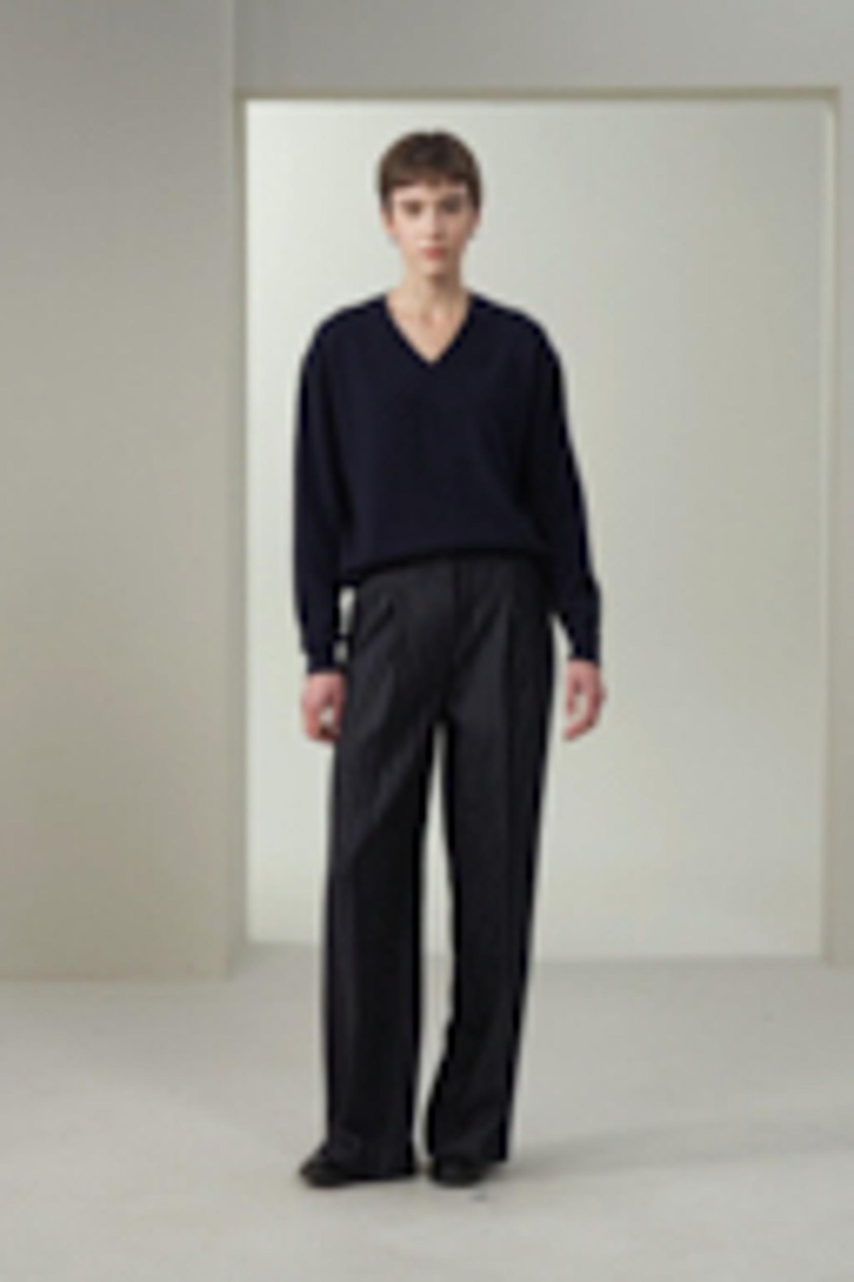 Wool-Blend Wide-Leg Stripe Pants Product Image