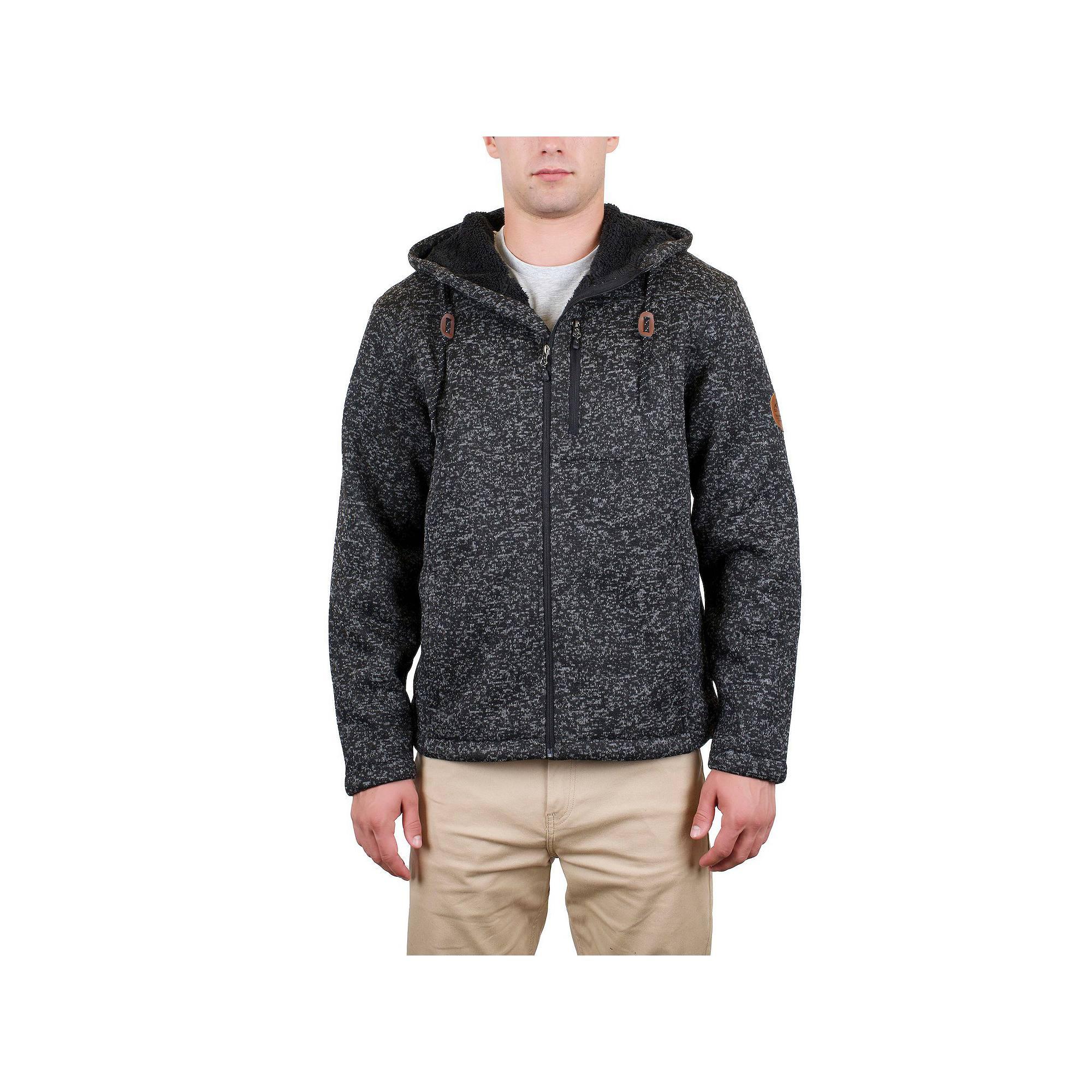 Men's Mountain and Isles Full Zip Hooded Melange Sweater Fleece Jacket, Size: XXL, Black Melange Product Image