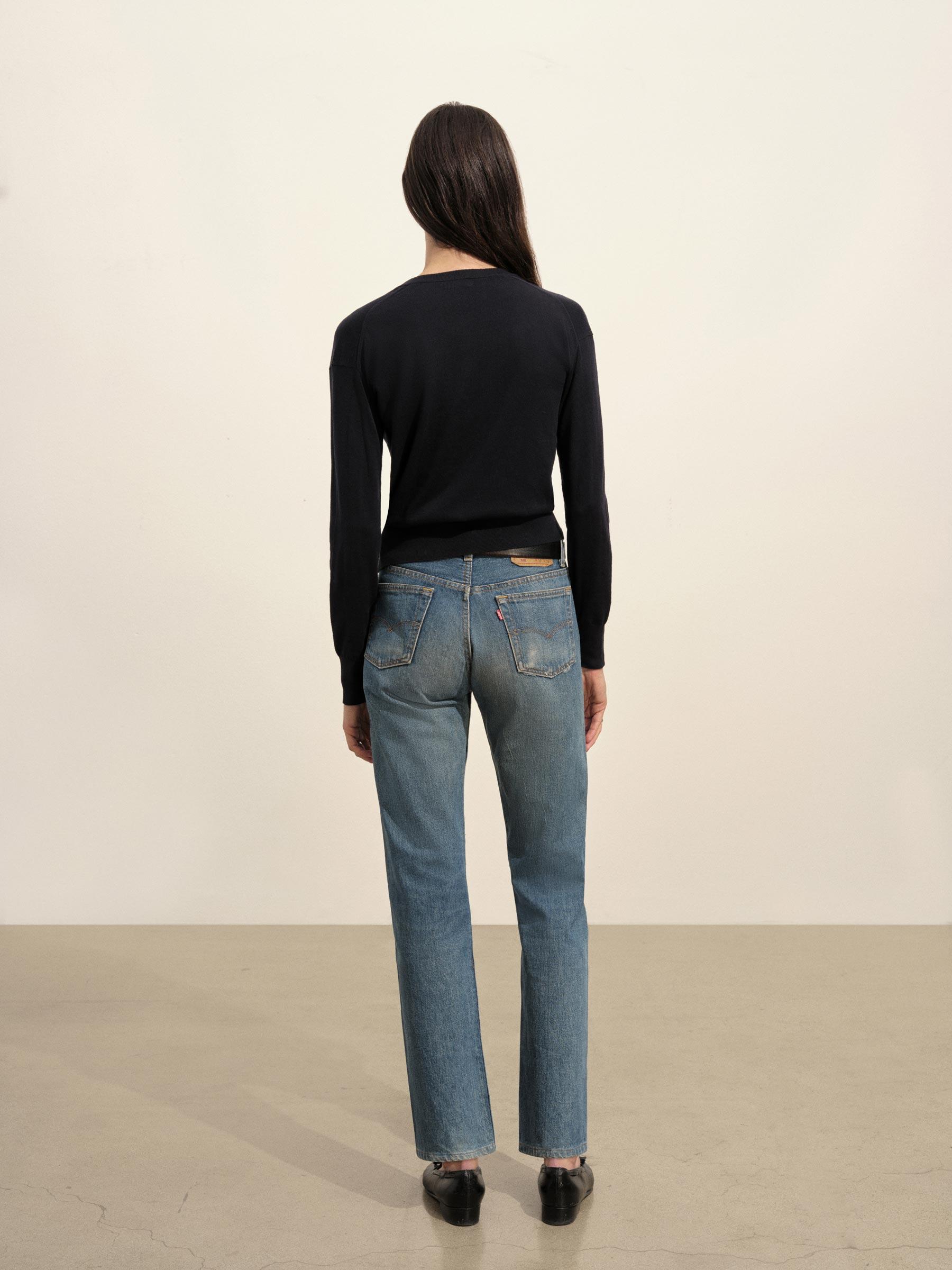 Dark Navy Featherweight Silk Cashmere Cardigan Product Image