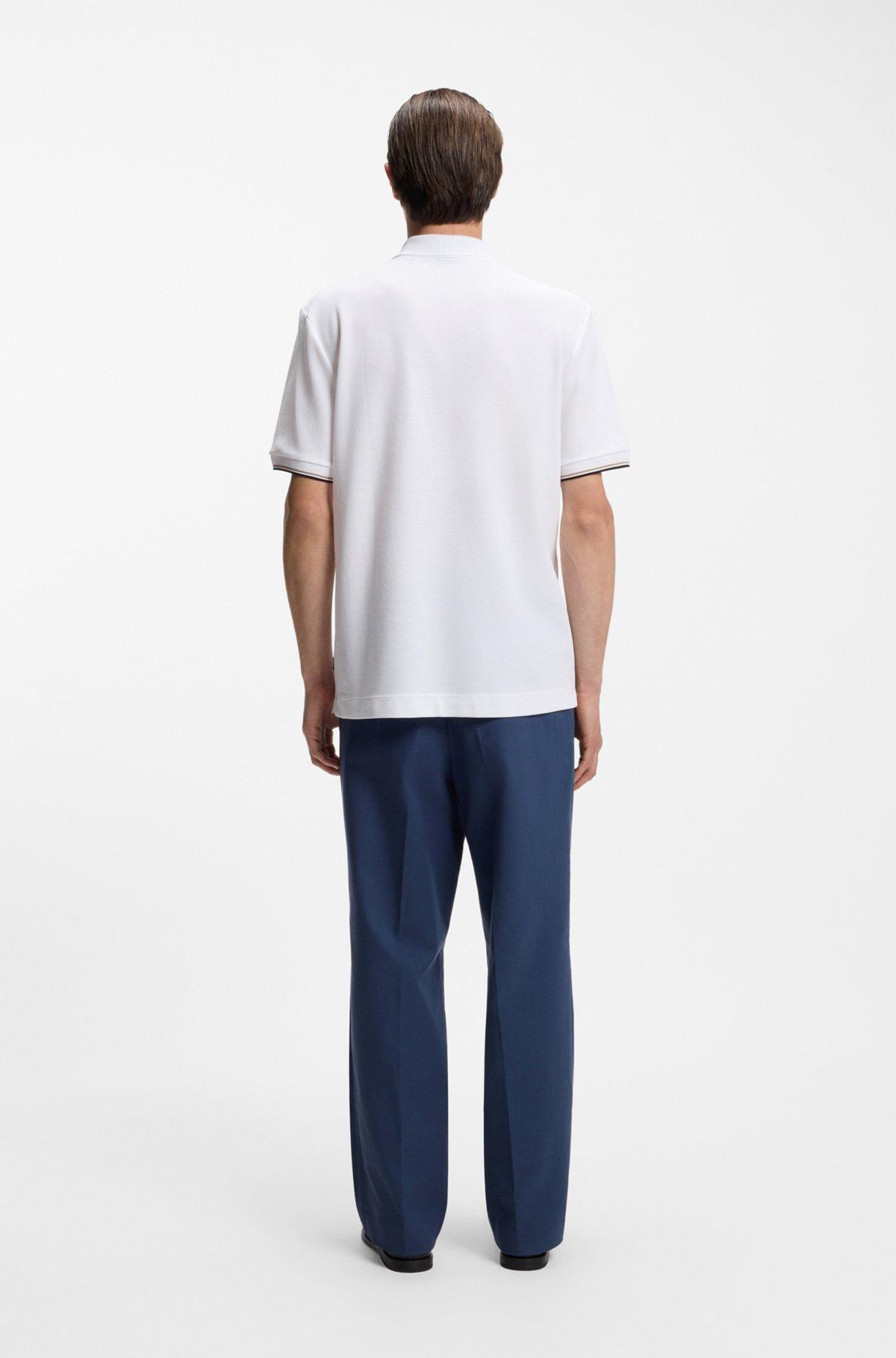 Cotton-piqué polo shirt with zip neck Product Image