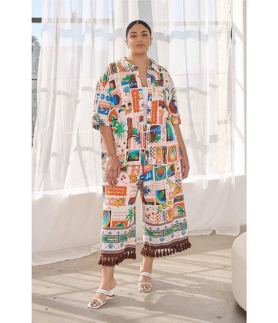 Sugarlips Plus Postcard Print Coordinating Short Sleeve Shirt Product Image