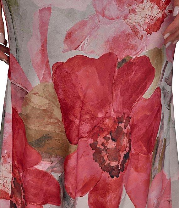 Donna Karan Cowl Neck Floral Print Satin Sheath Dress Product Image
