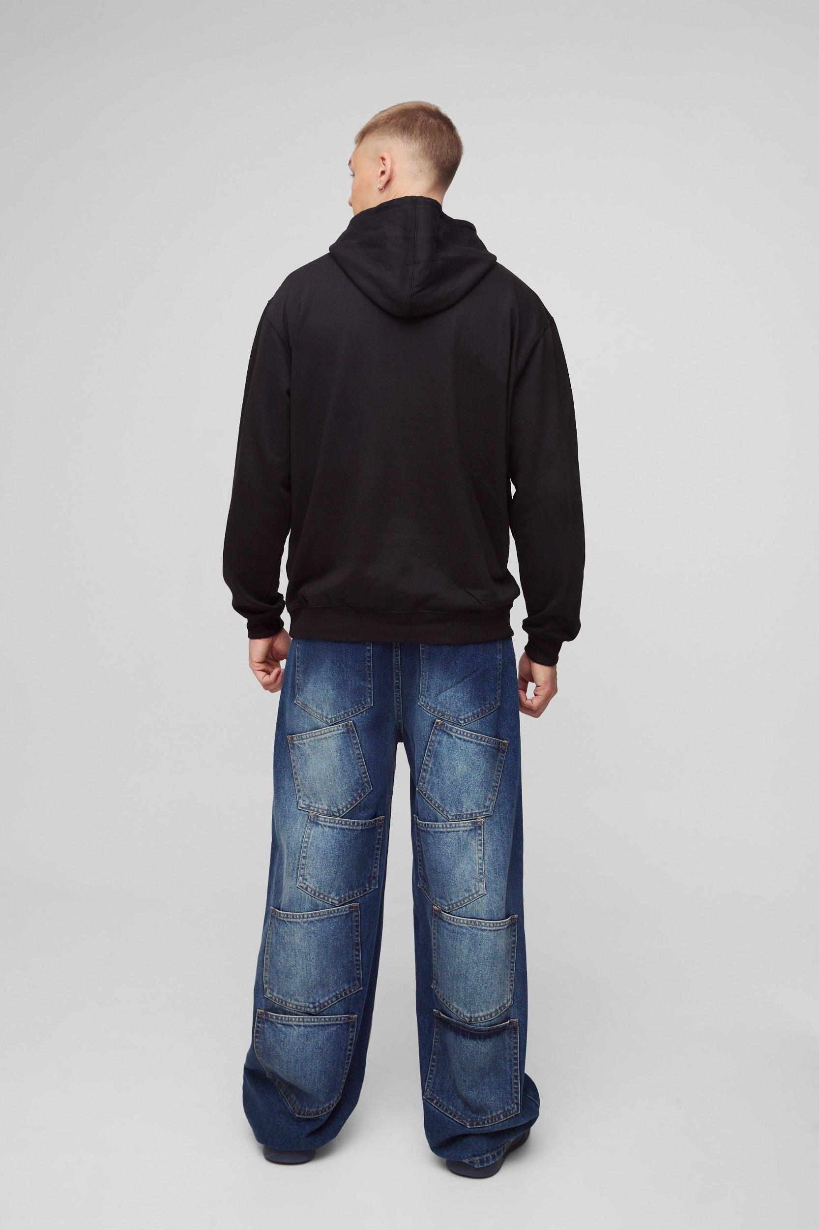 Oversized Gothic Text Over Seams Graphic Hoodie | boohooMAN USA Product Image