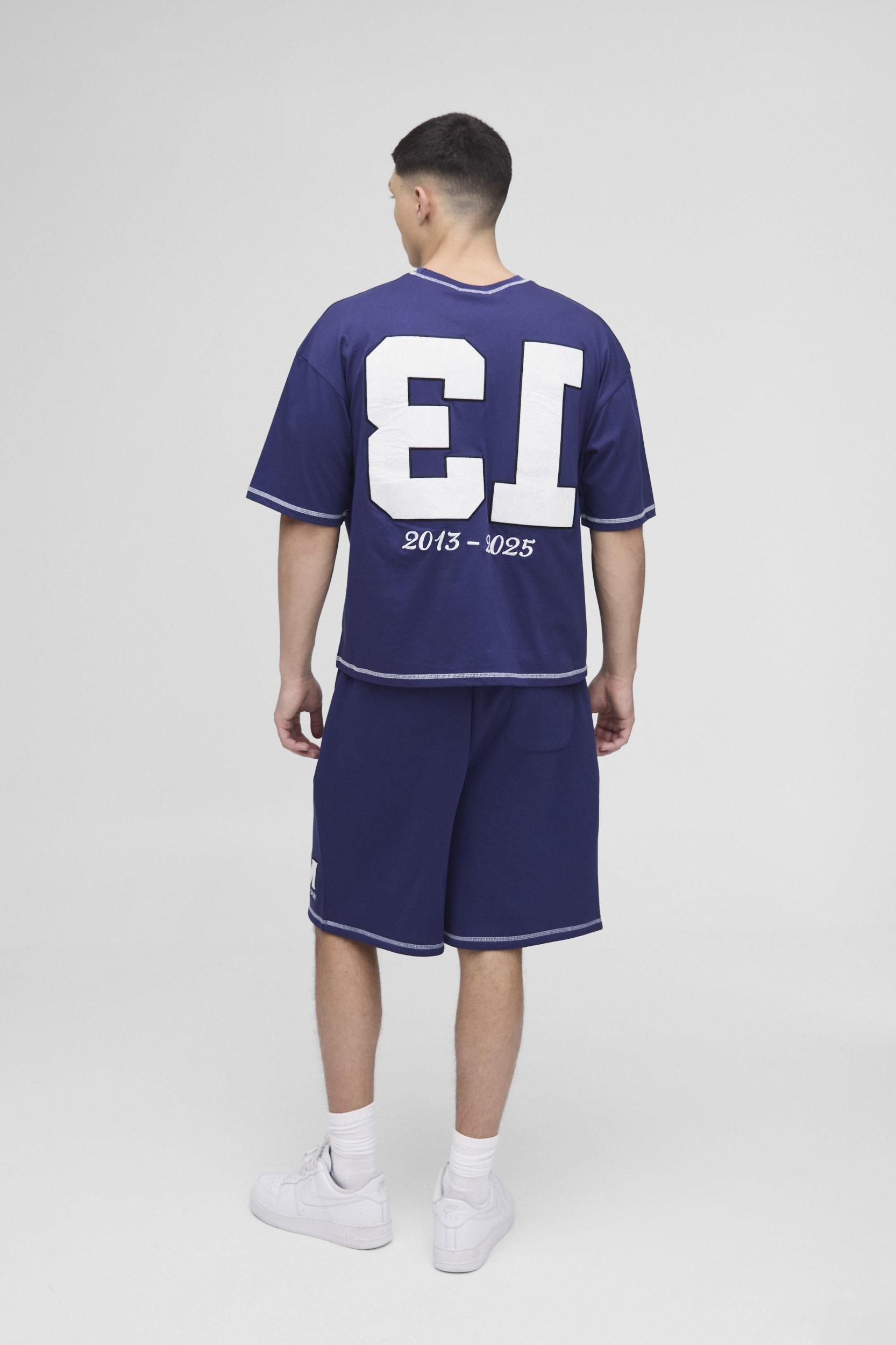 Oversized Boxy Applique Drop Crotch T-Shirt & Short Set | boohooMAN USA Product Image