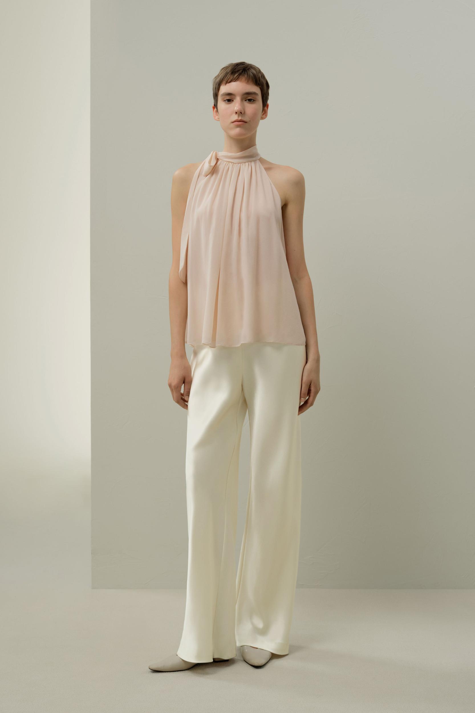 Adjustable Tie-Neck Georgette Blouse Product Image