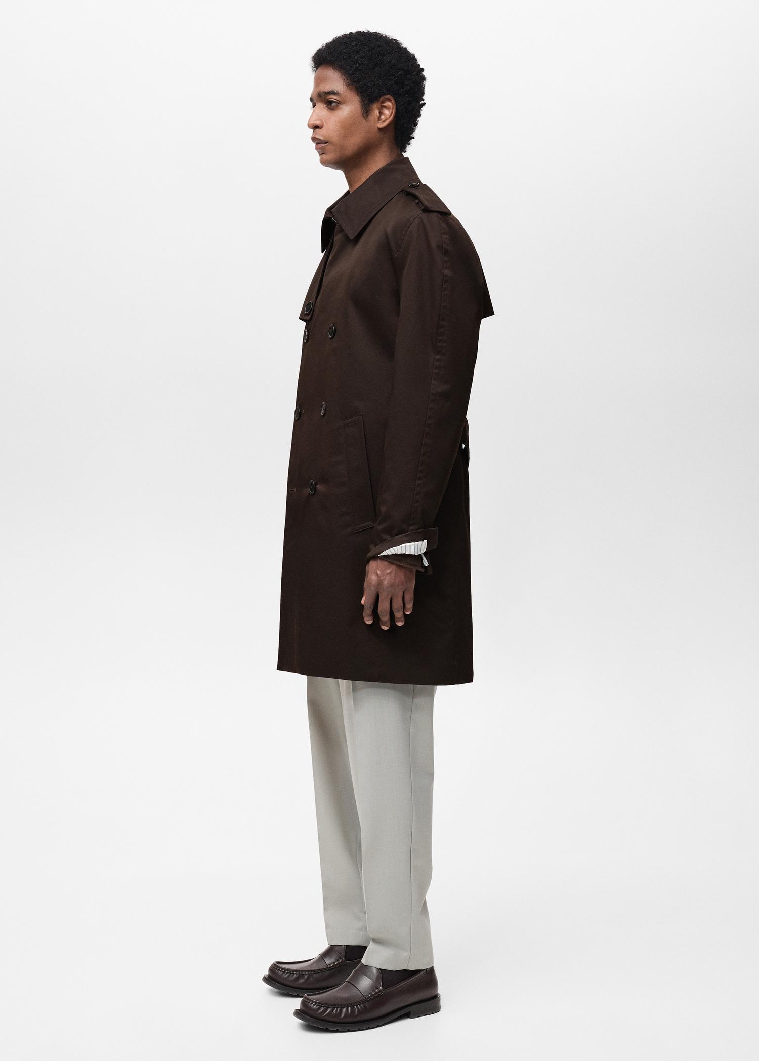 Water-repellent belted trench coat - Men | MANGO USA Product Image