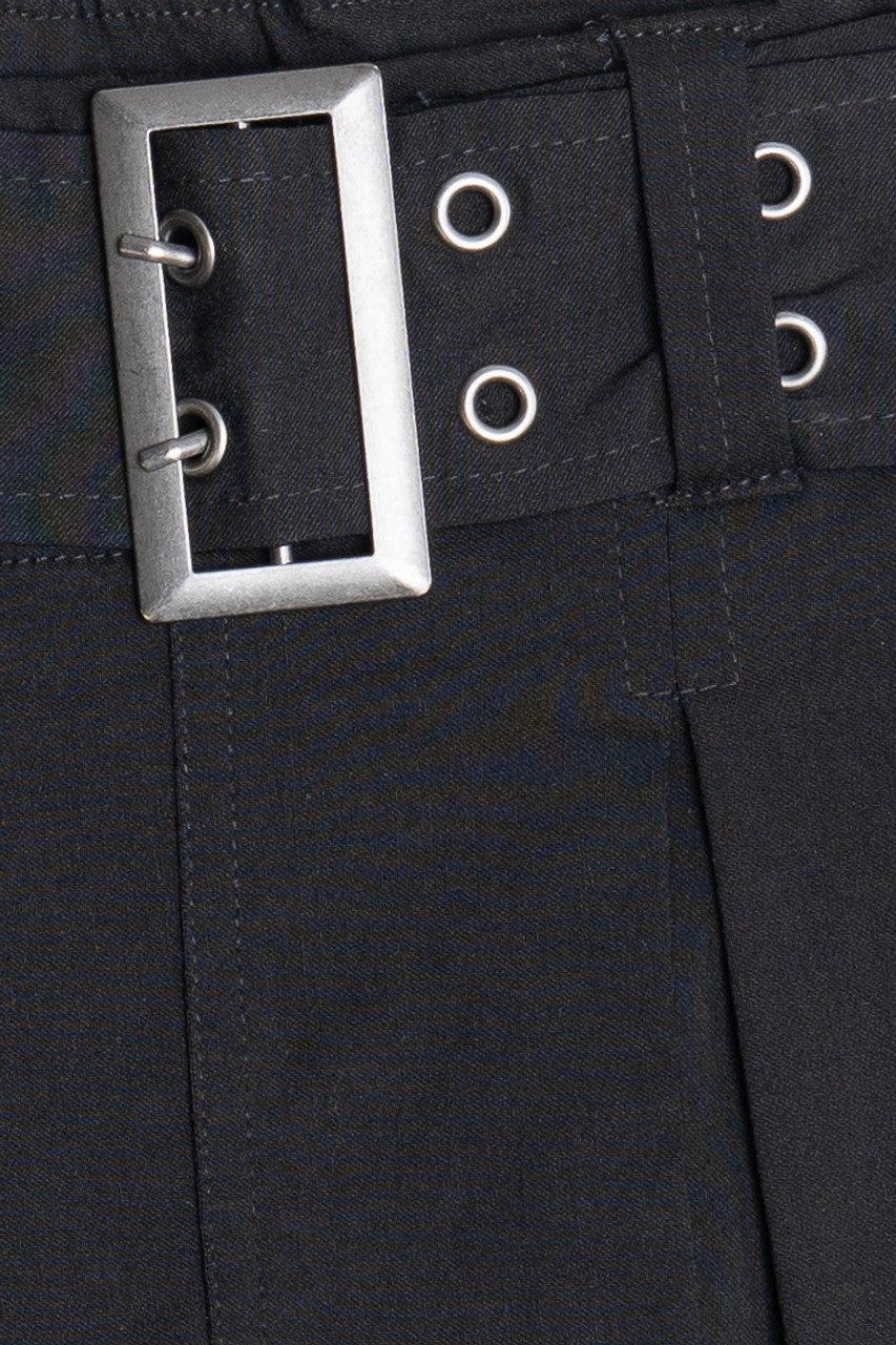 Low Rise Pleated Belted Denim Mini Skort Product Image