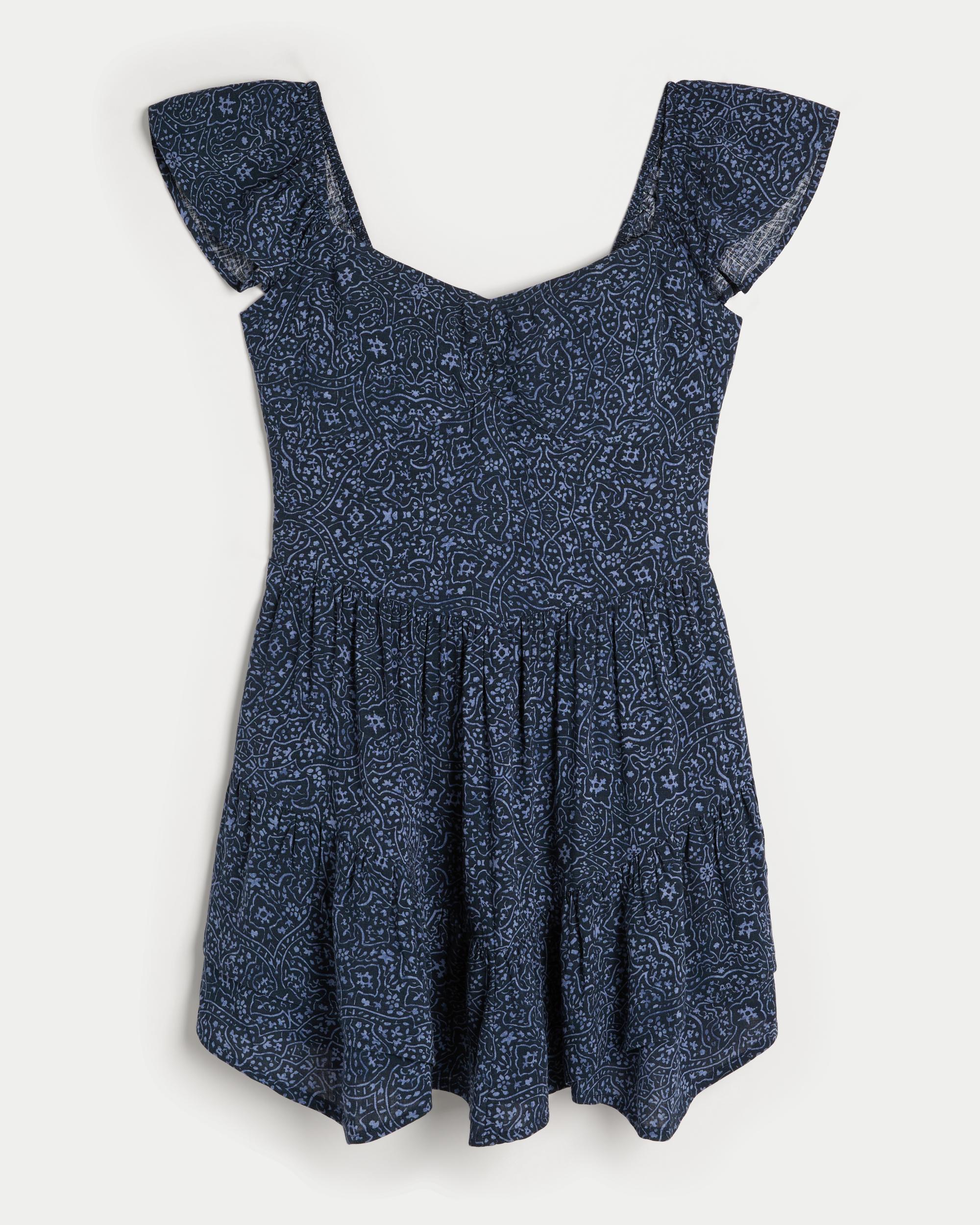 Flutter Sleeve Pinch Bust Mini Skort Dress Product Image