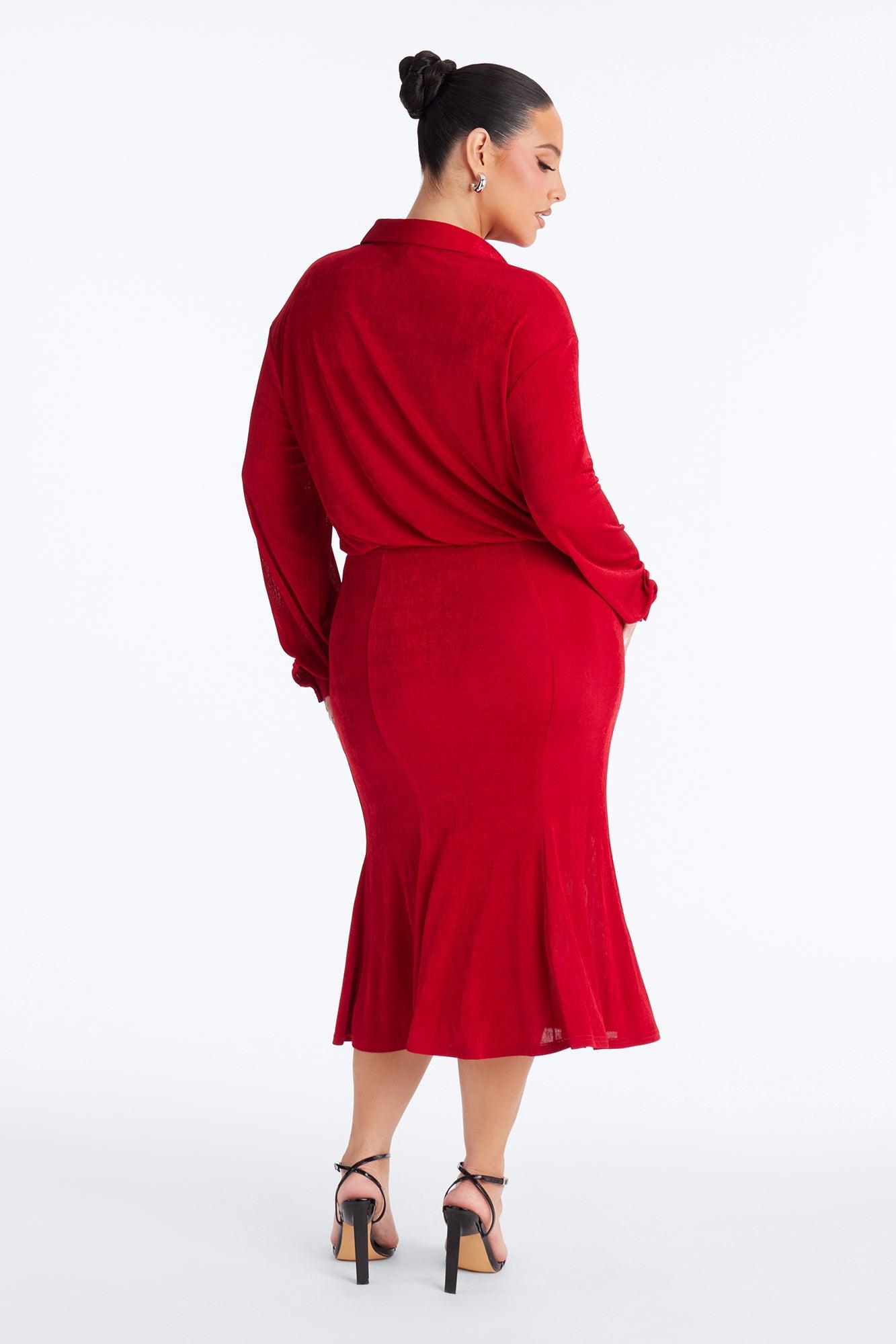 Jemma Slinky Midi Dress - Red Female Product Image