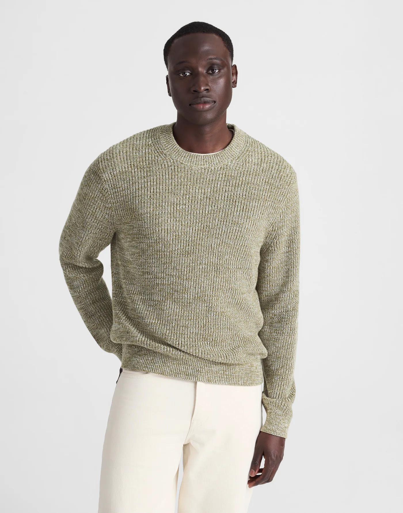 Cotton Shaker-Stitch Crewneck Sweater Product Image