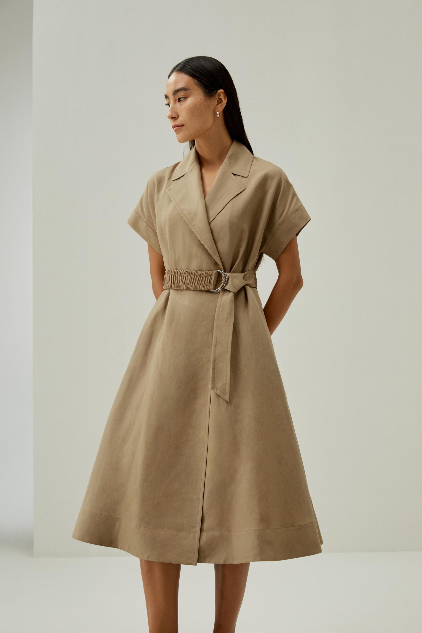 Short Sleeve Trenchcoat-Inspired Dress Product Image
