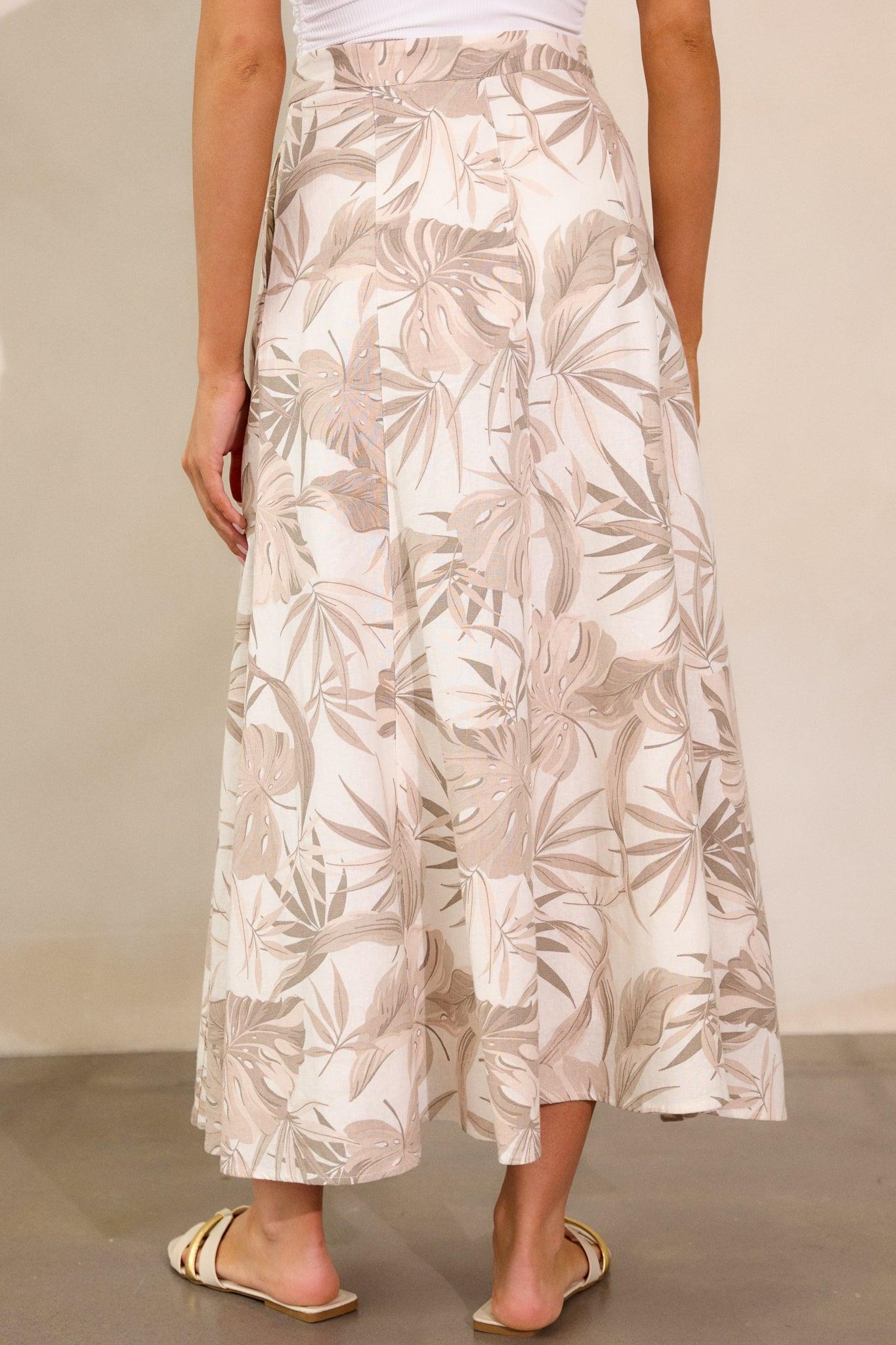 Wave Of Elegance Sandstone Tropical Print Maxi Skirt Product Image