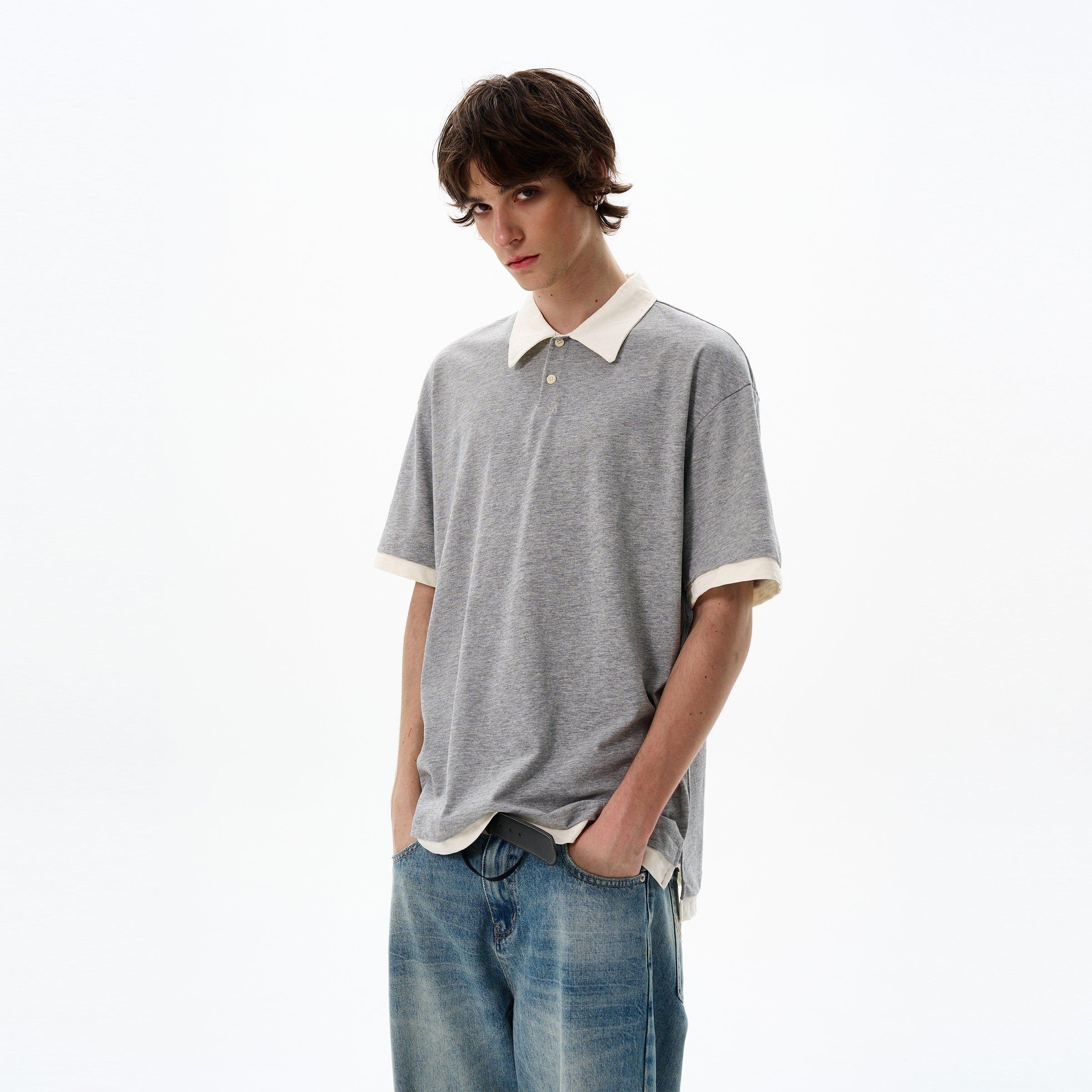 RT No. 12694 CONTRAST HENRY COLLAR SHORT SLEEVE Product Image