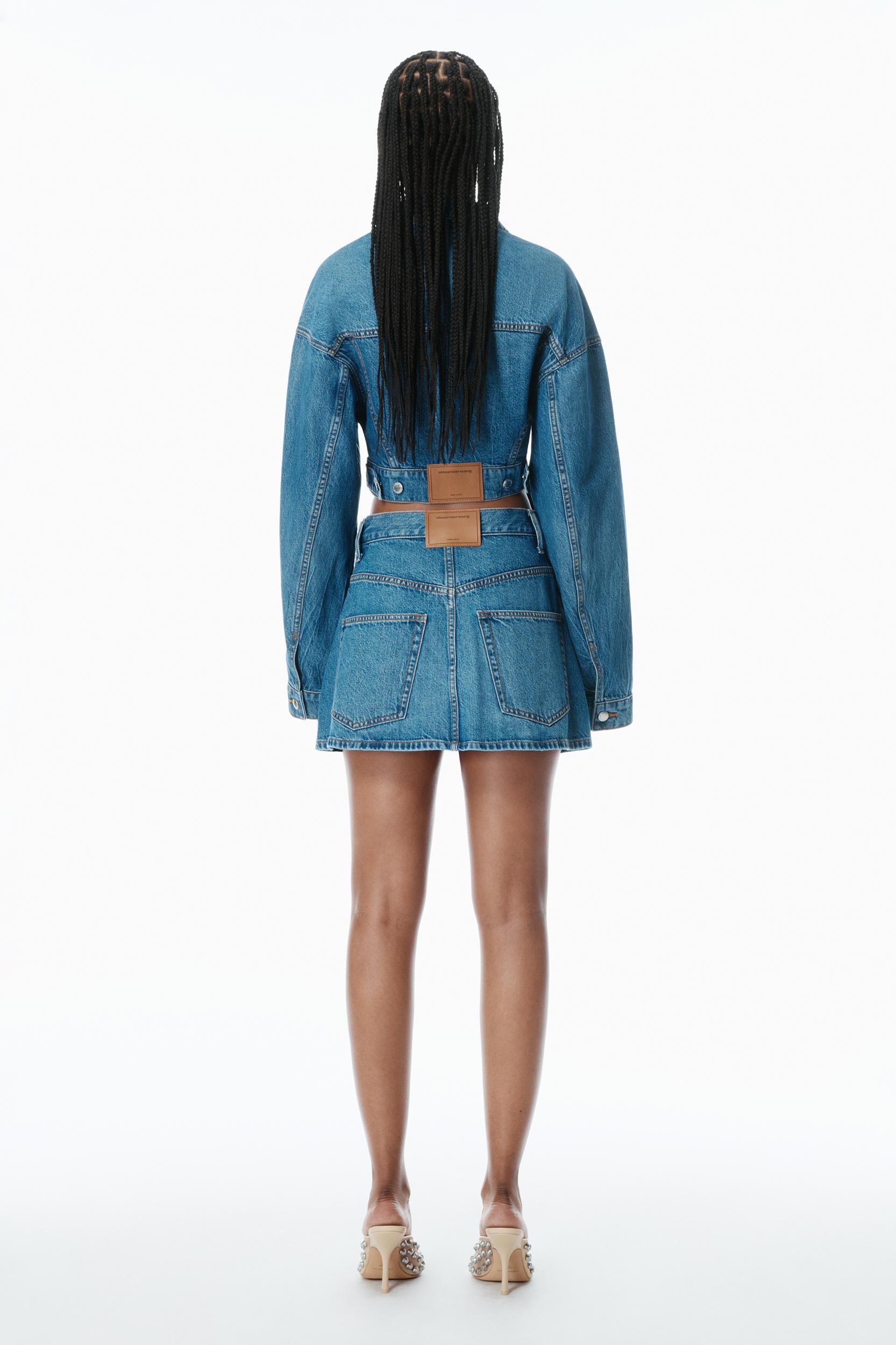 Distressed Denim Wrap Skirt Product Image