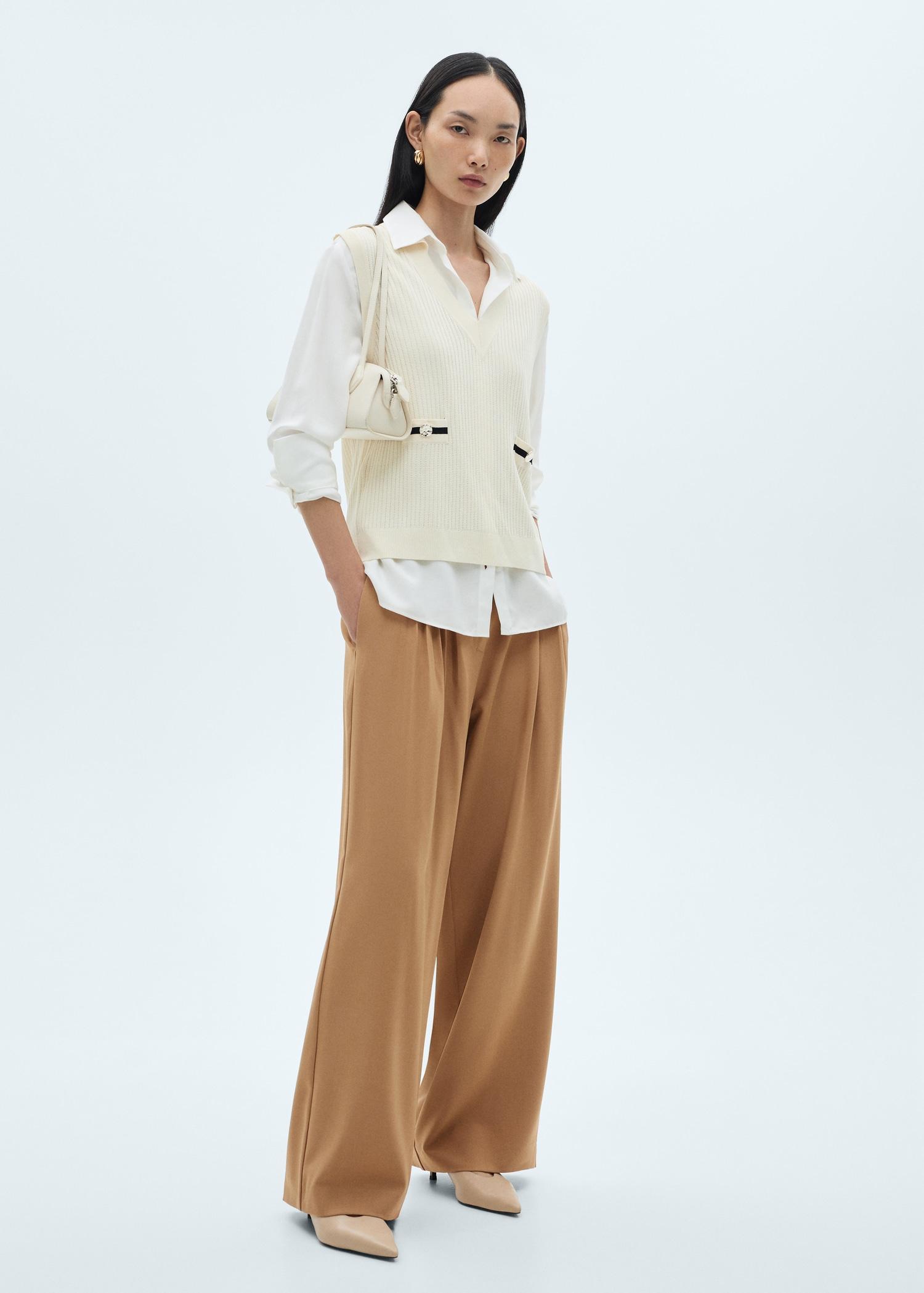 Wide-leg pleated pants - Women | MANGO USA Product Image
