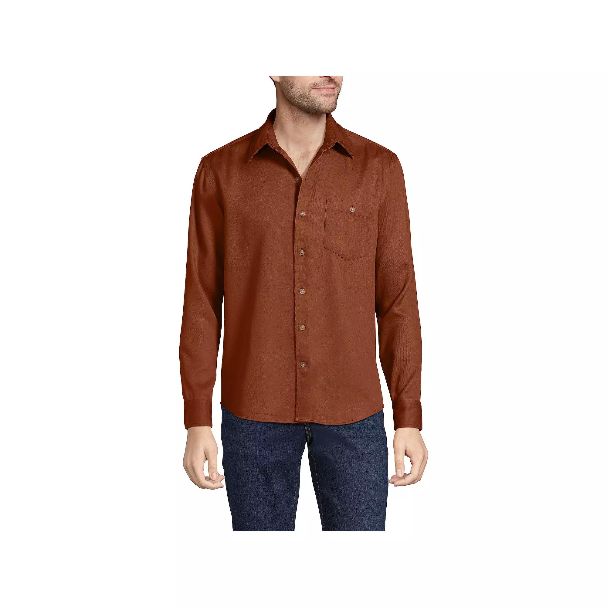 Men's Lands' End Relaxed Twill Shirt, Size: Large, Antique Alabaster Product Image