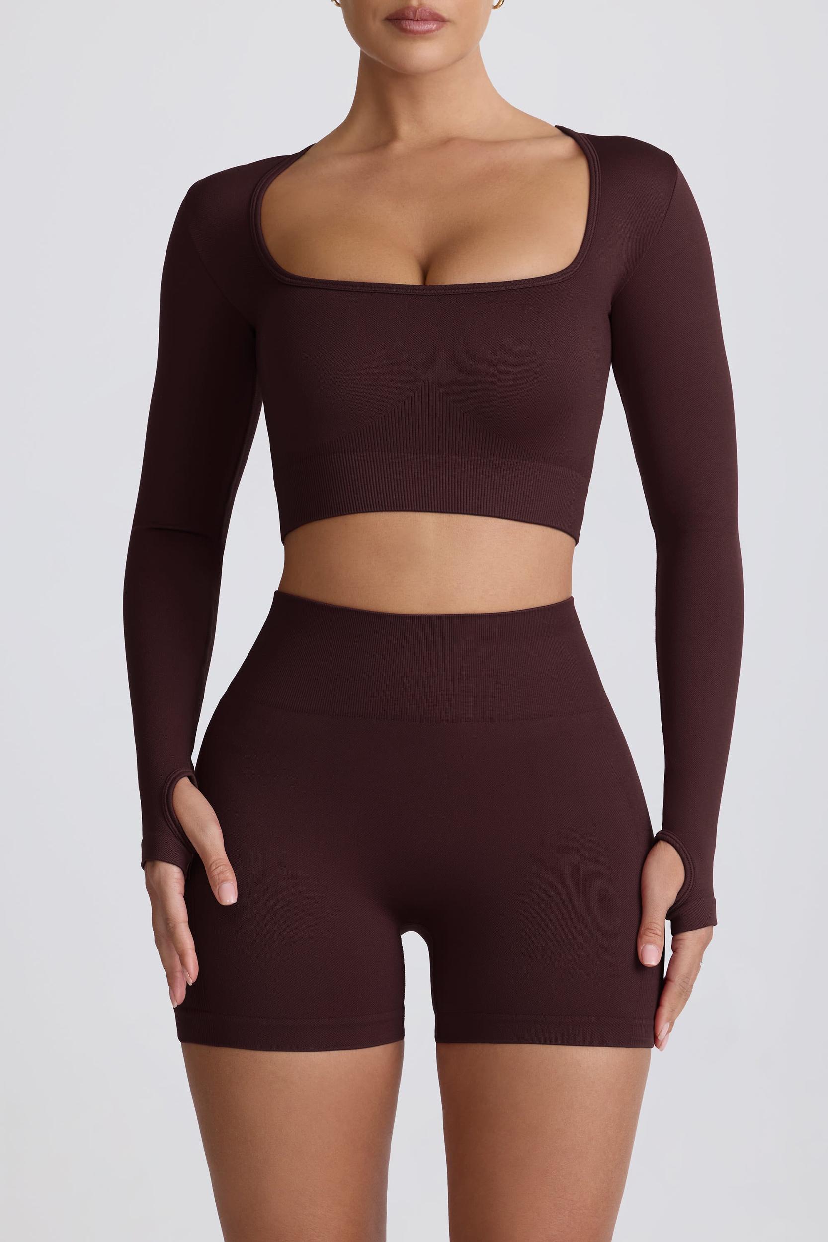 Super Sculpt Seamless High-Waist Mini Shorts in Chocolate Product Image