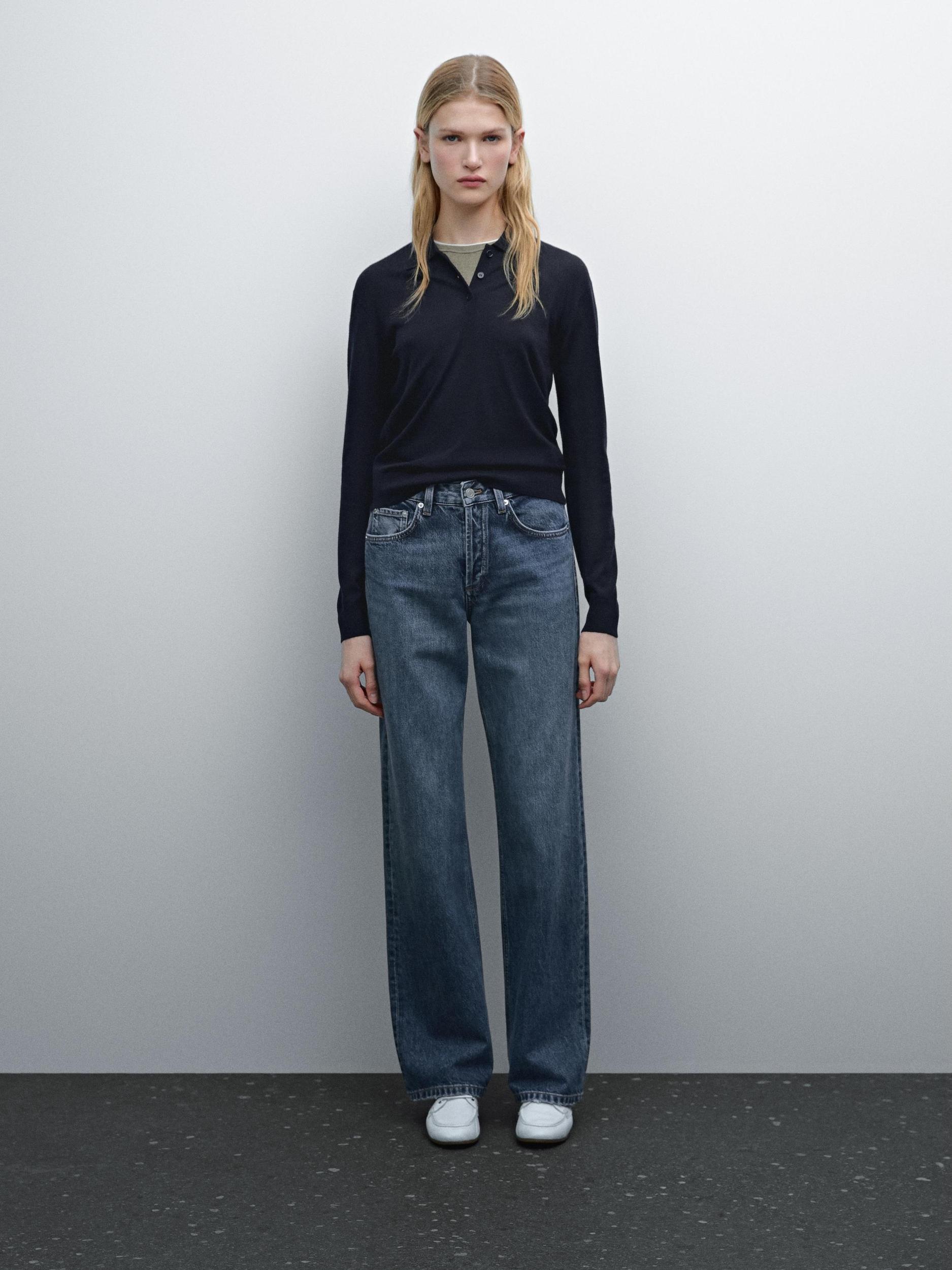 100% wool polo collar sweater with buttons Product Image