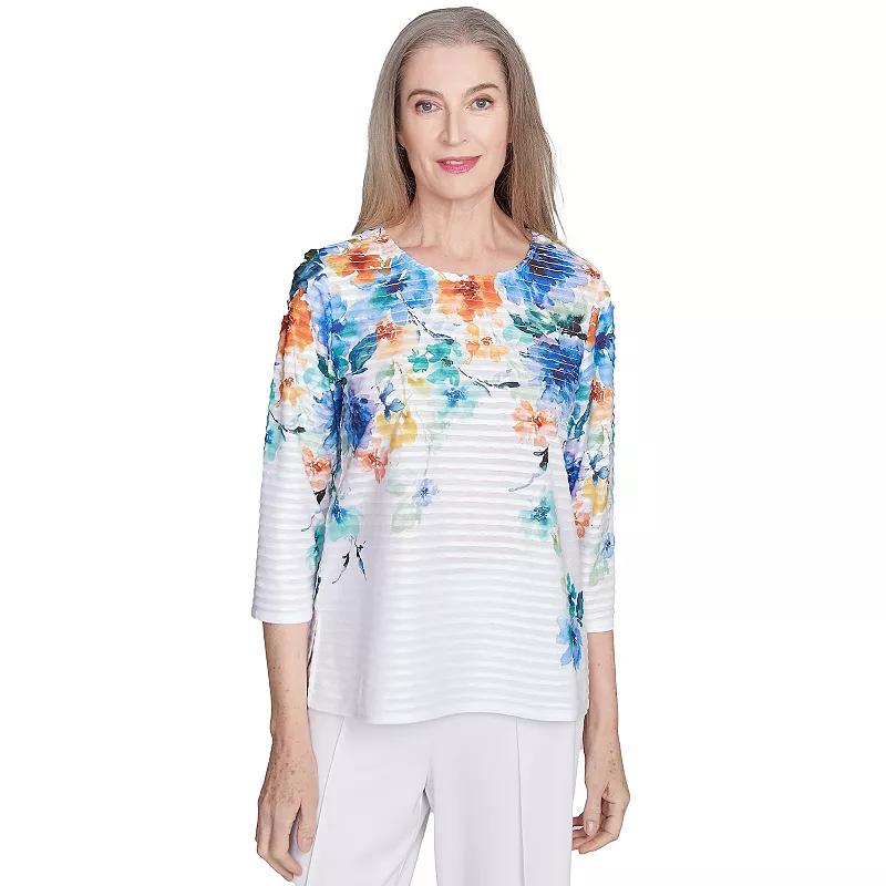 Women's Alfred Dunner Textured Floral Neckline Top,  Product Image