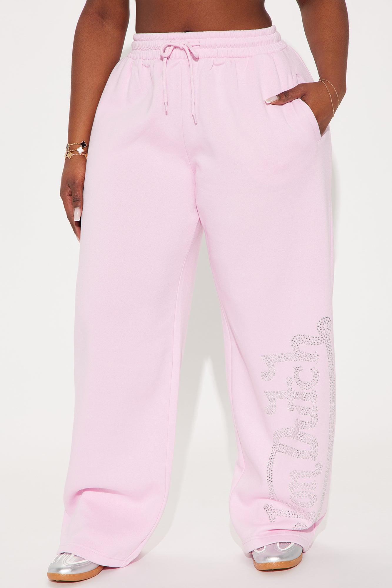 Von Dutch Rhinestone Wide Leg Pant - Pink Product Image