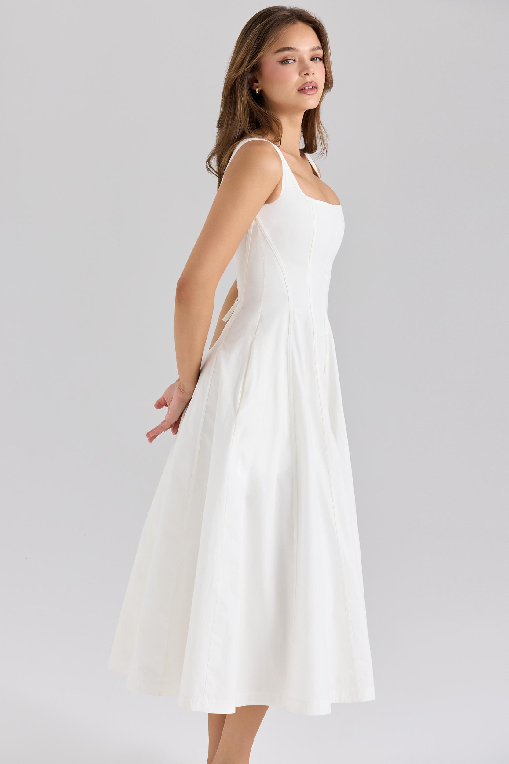 Mariabella  white stretch cotton midi sundress Product Image