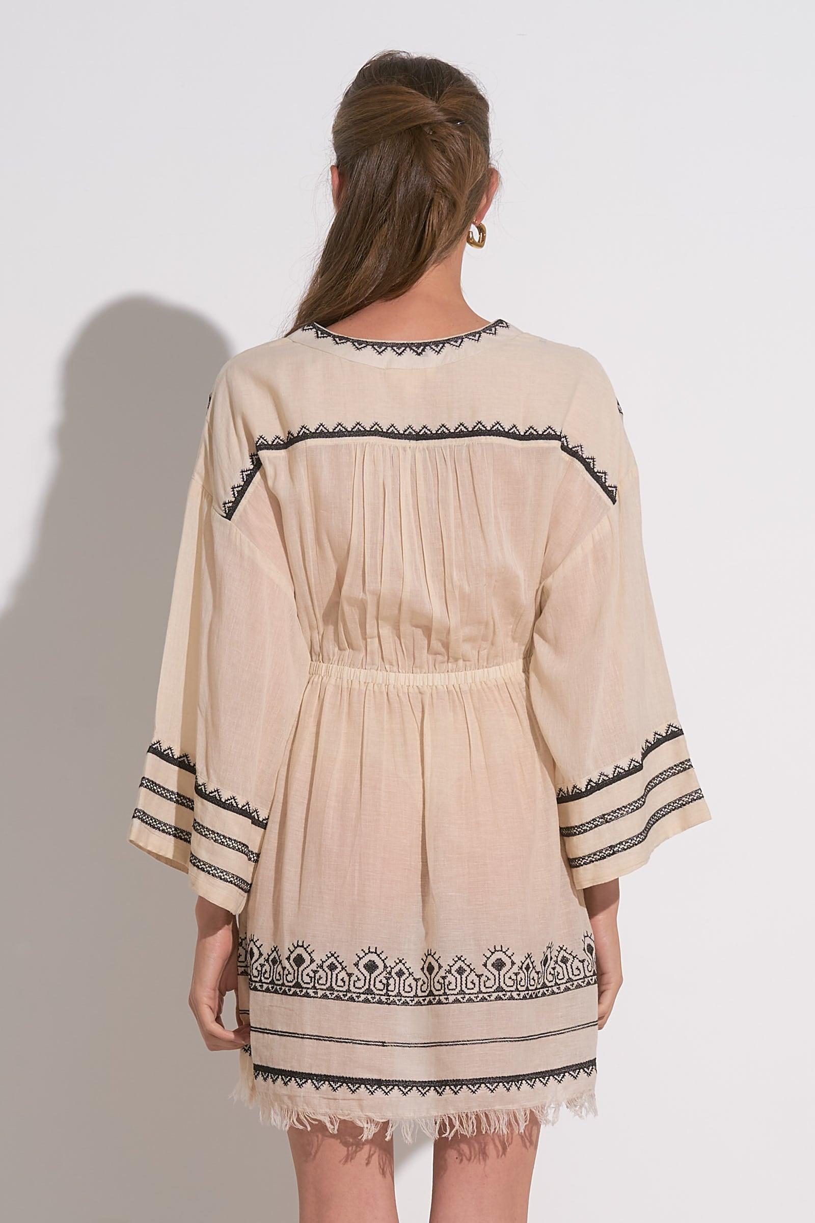 Embroidered V Neck Dress Product Image