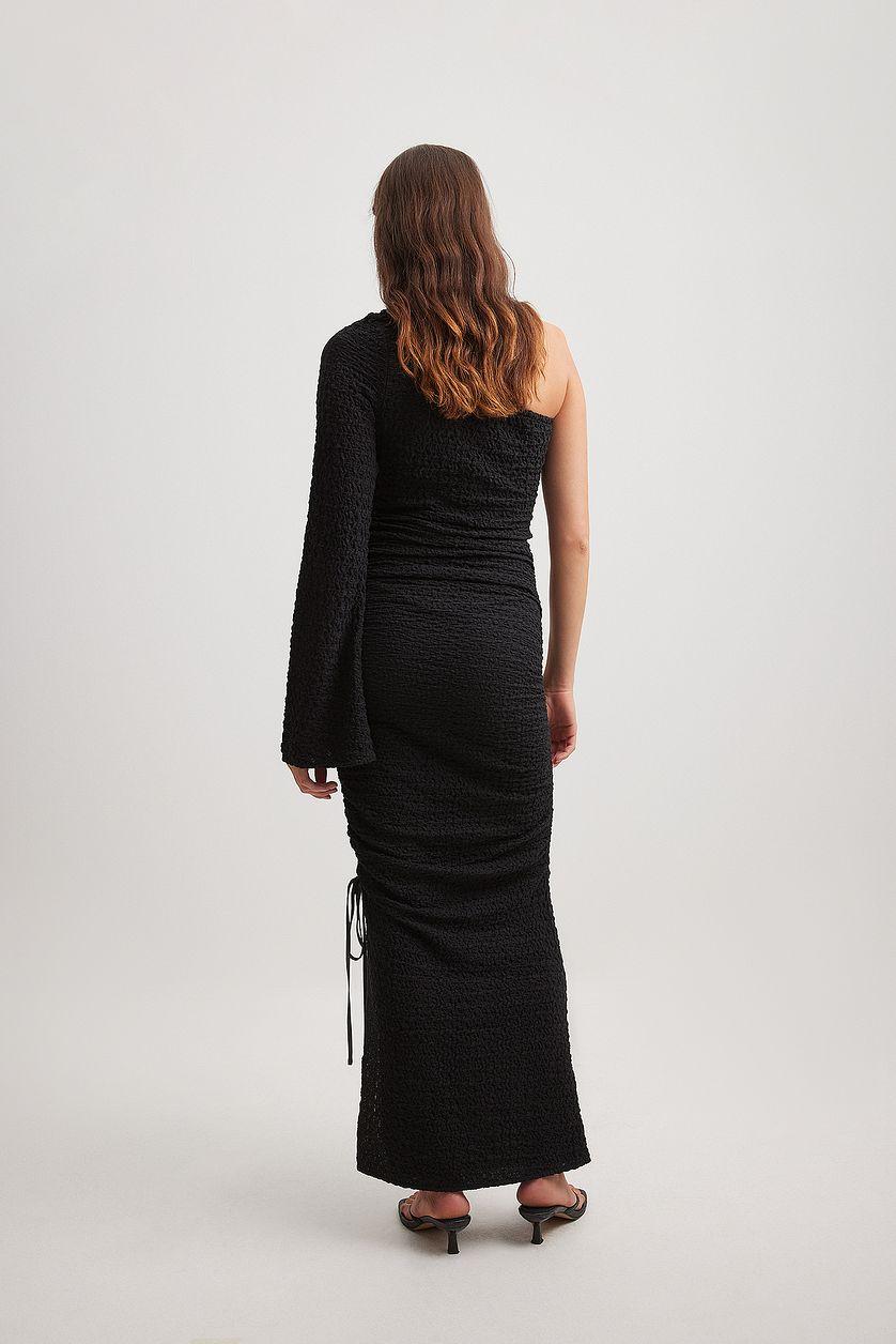 One Shoulder Structured Maxi Dress Black Product Image