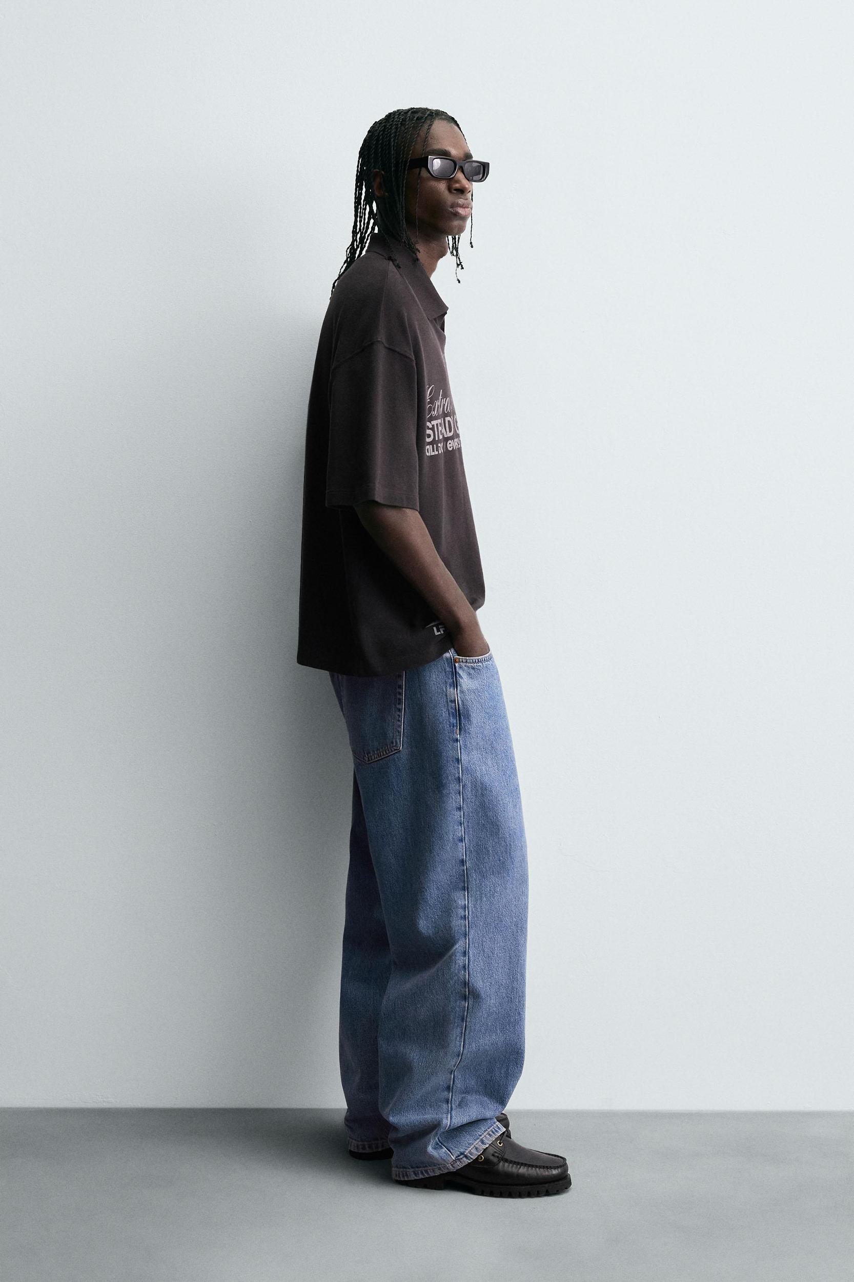 WASHED PRINT TEXT POLO SHIRT Product Image