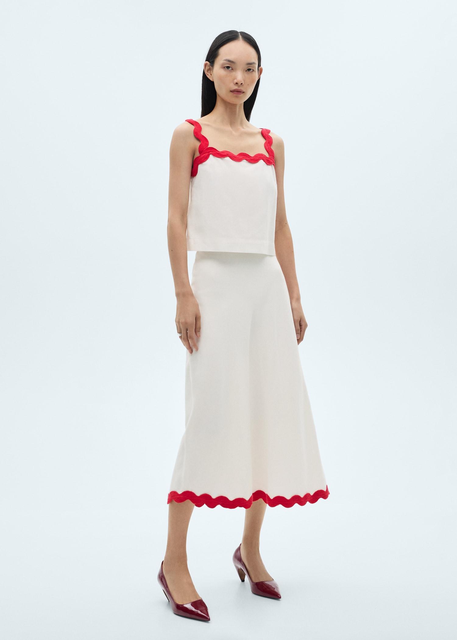 Midi-skirt with contrasting trim - Women | MANGO USA Product Image