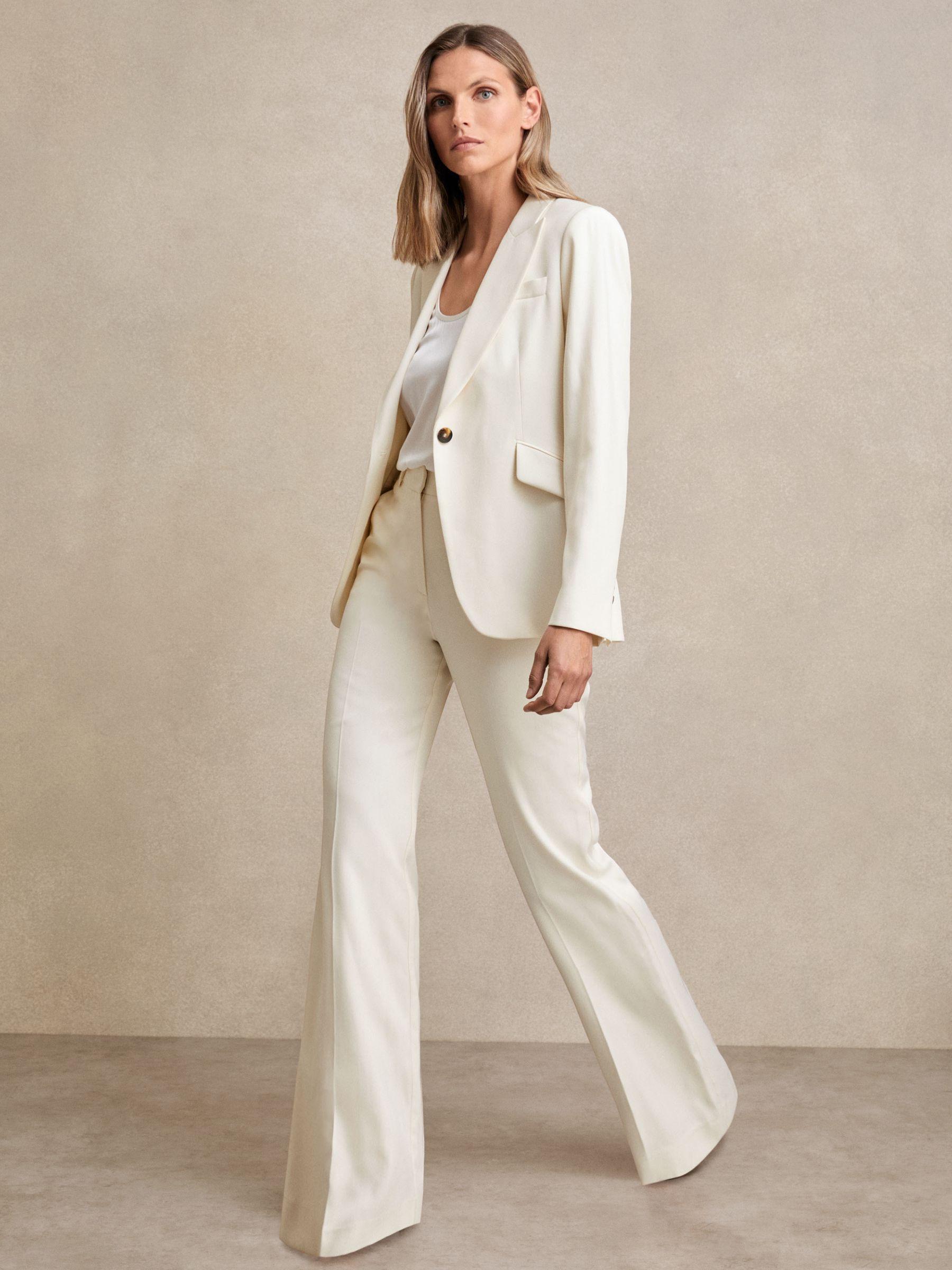 Wide-Leg Tailored Trousers in Cream Product Image